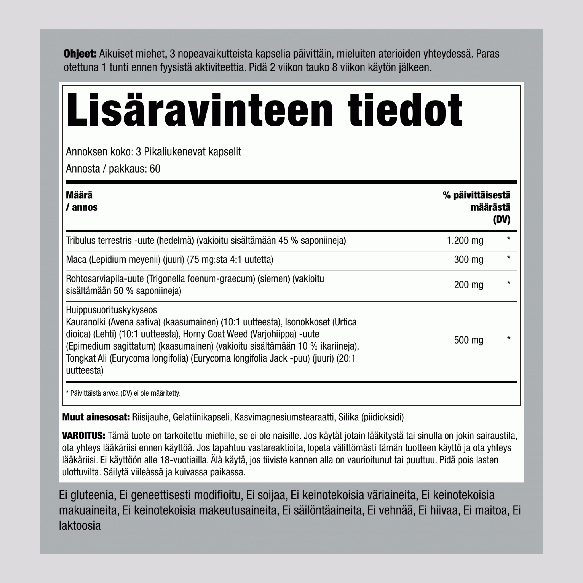 Tribulus Ultra, 120 Nopea Vapautuvaa Kapselia, 2 Pulloa