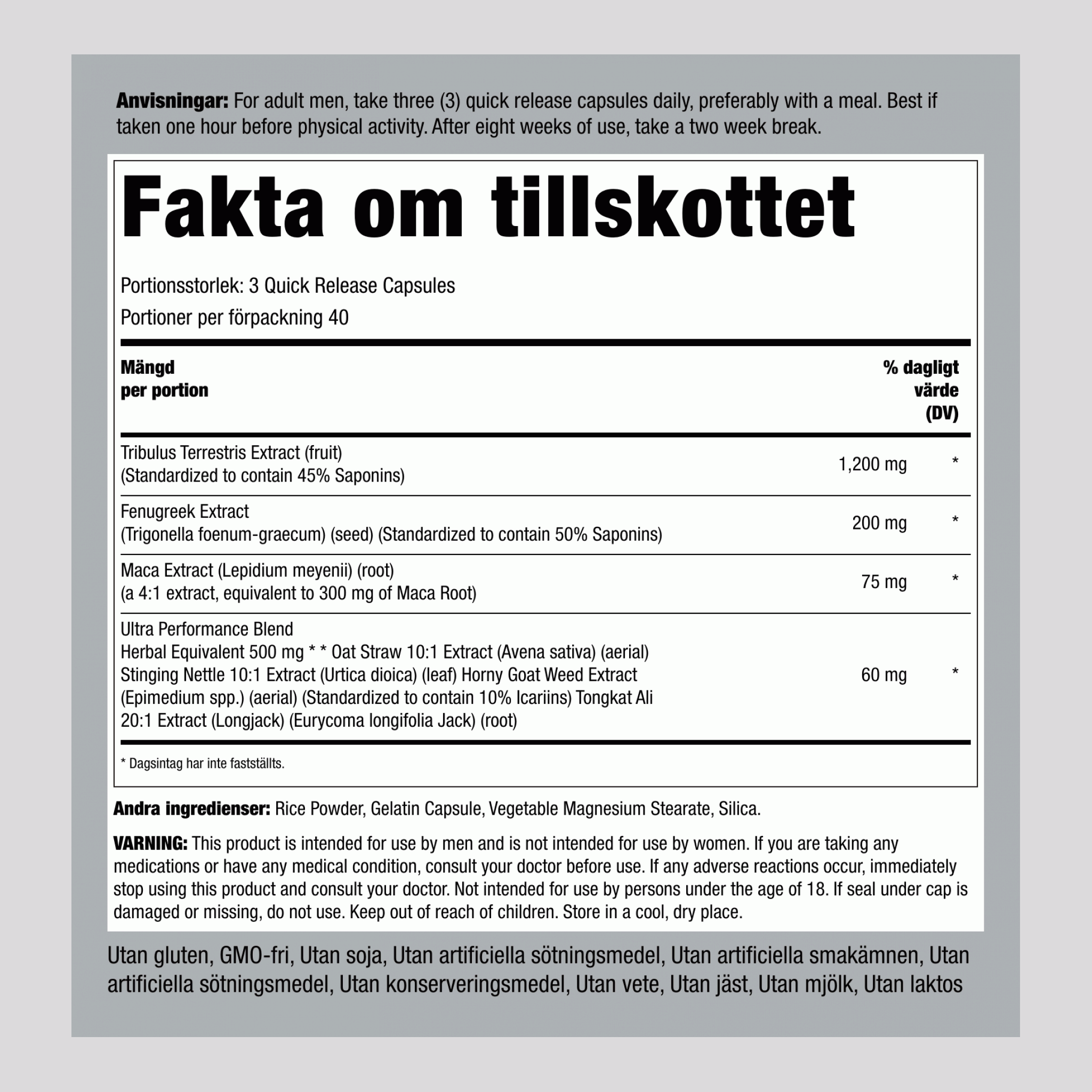 Tribulus Ultra 120 Snabbverkande kapslar      