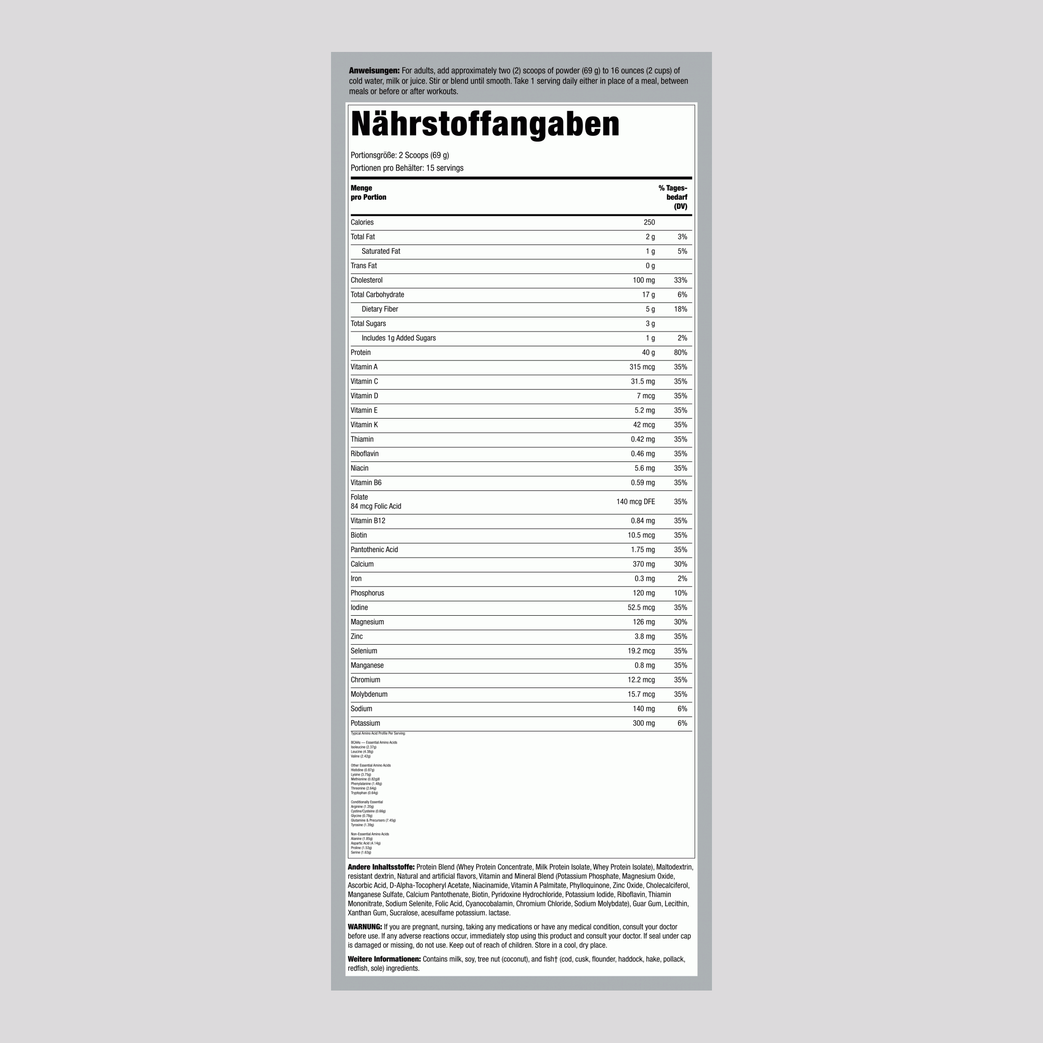 Shake NutraFit (Vanille) als Mahlzeitenersatz 2.28 lb 1.035 Kg Flasche    