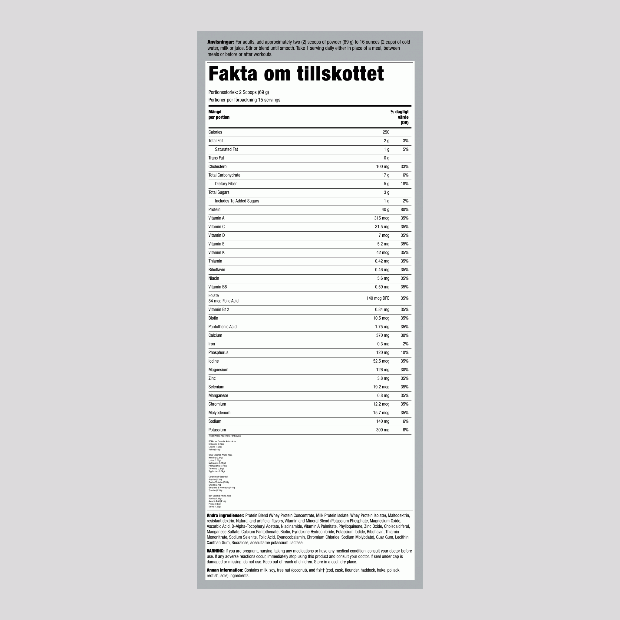 Måltidsersättning Shake NutraFit (vanilj) 2.28 kg 1.035 kg Flaska    