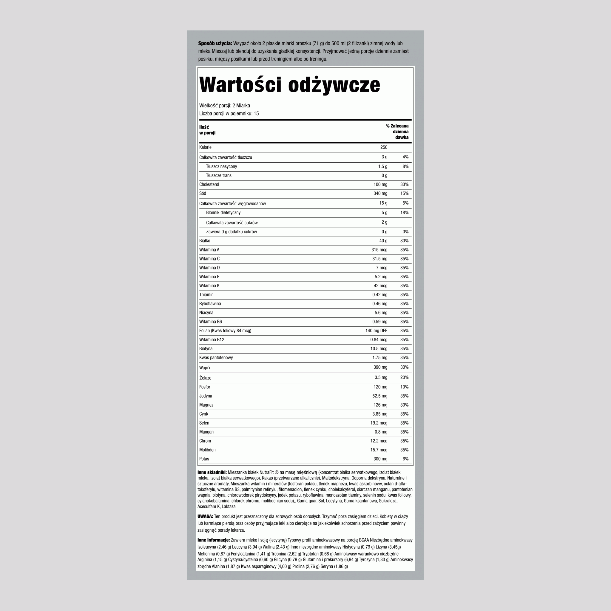 Shake zastępujący posiłek NutraFit (czekolada deserowa) 2.34 lb 1.065 Kg Butelka    