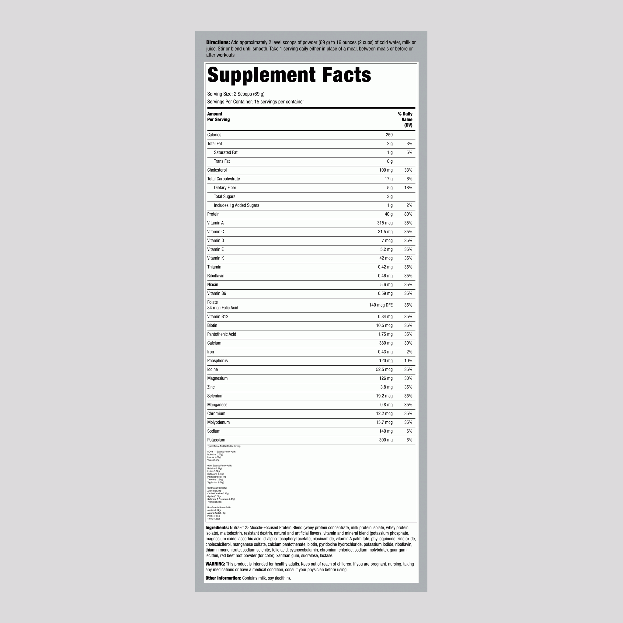 Meal Replacement Shake NutraFit (Strawberry Swirl), 2.28 Lbs (1.035 kg) Bottle