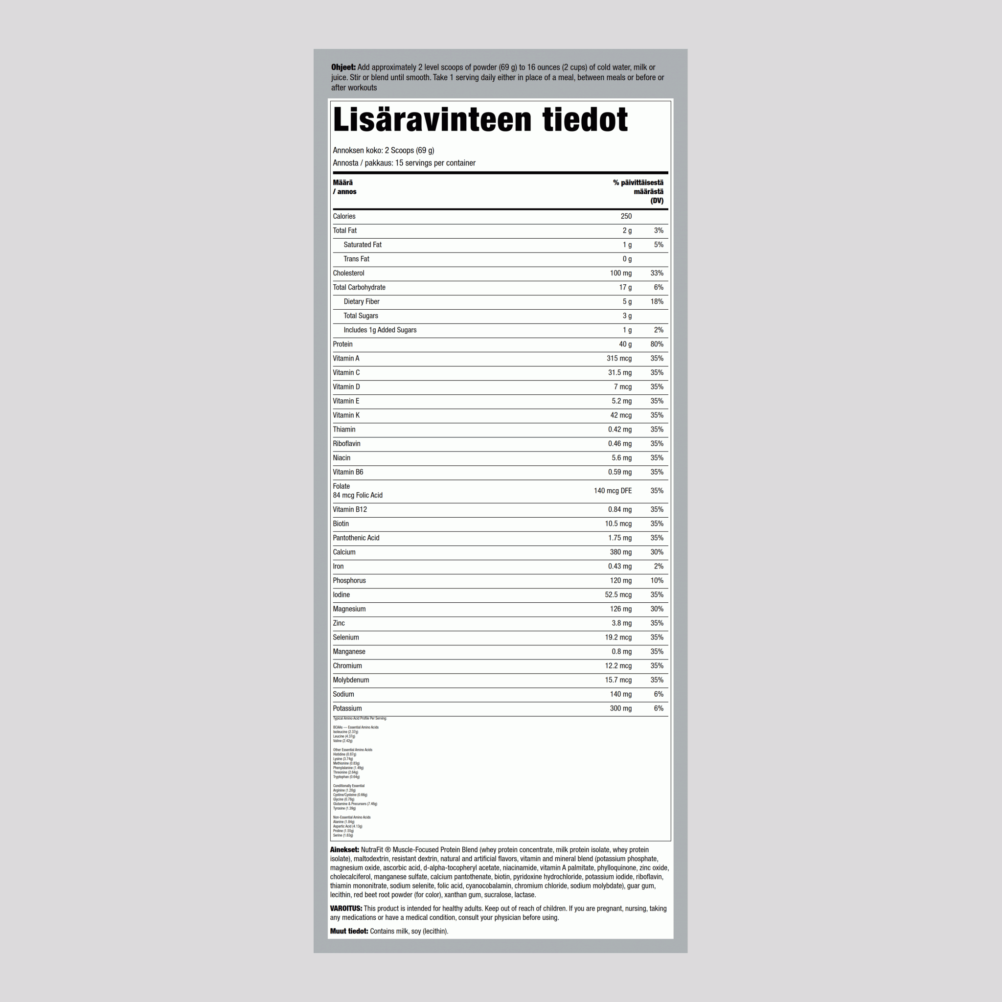 Shake NutraFit -ateriankorvike (mansikkapyörre) 2.28 lbs 1.035 Kg Pullo    