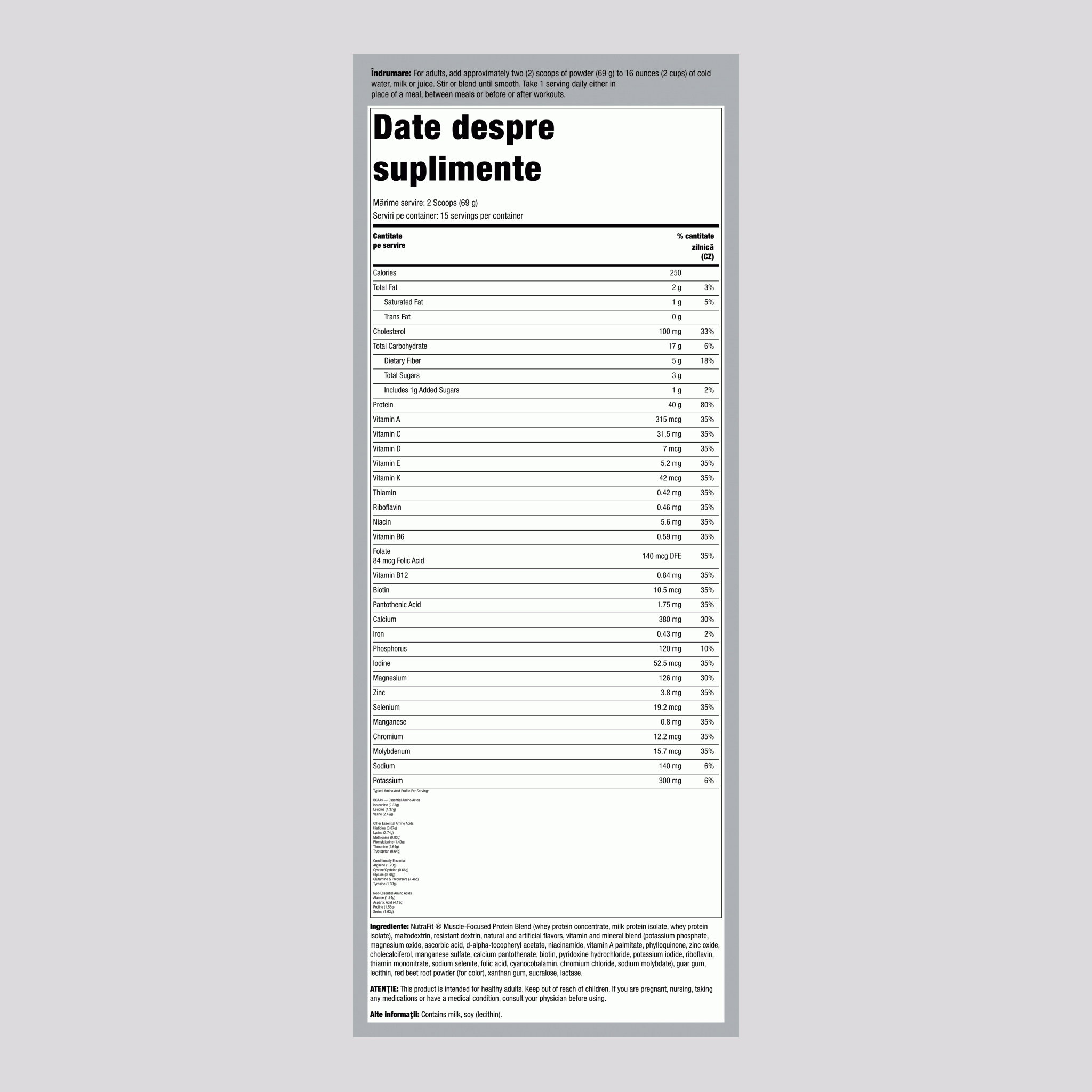 Shake înlocuitor NutraFit (vârtej de căpșuni) 2.28 funt 1.035 Kg Sticlă    