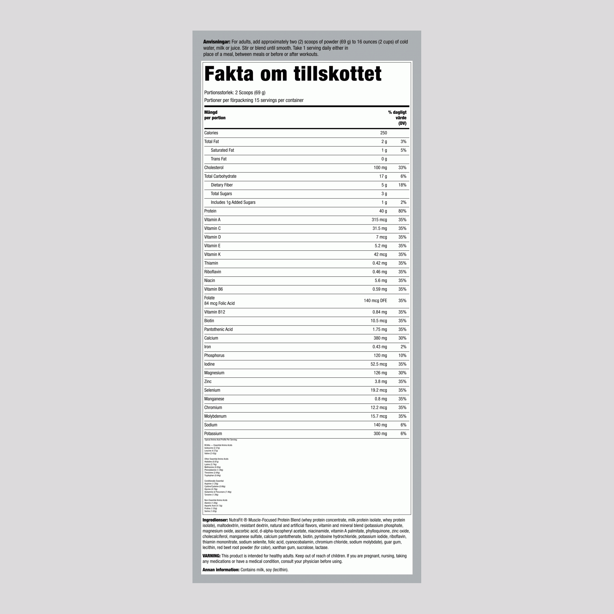 Måltidsersättning Shake NutraFit (jordgubbsrippel) 2.28 pund 1.035 kg Flaska    