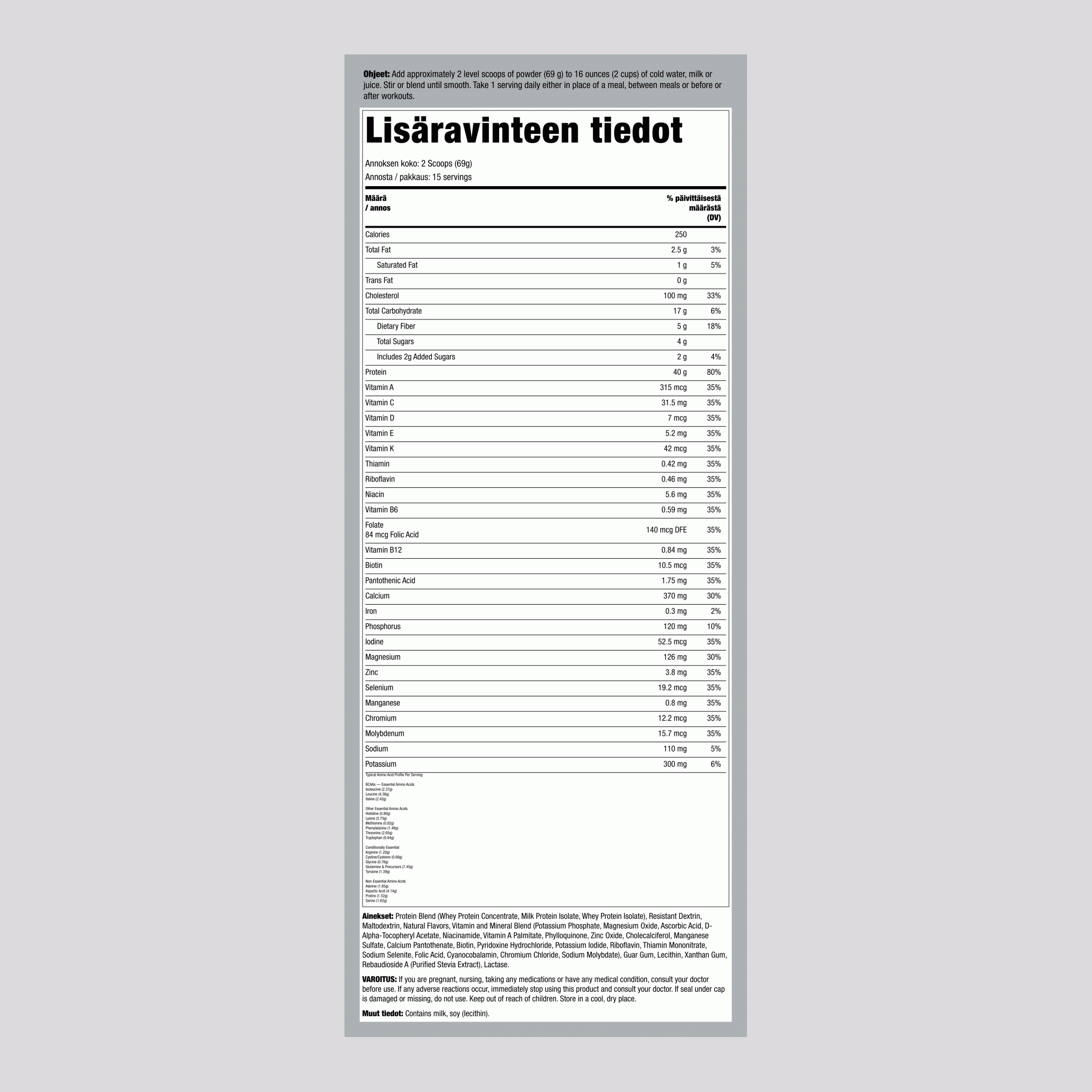 Shake NutraFit -ateriankorvike (luonnonvanilja) 2.28 lb 1.035 Kg Pullo    