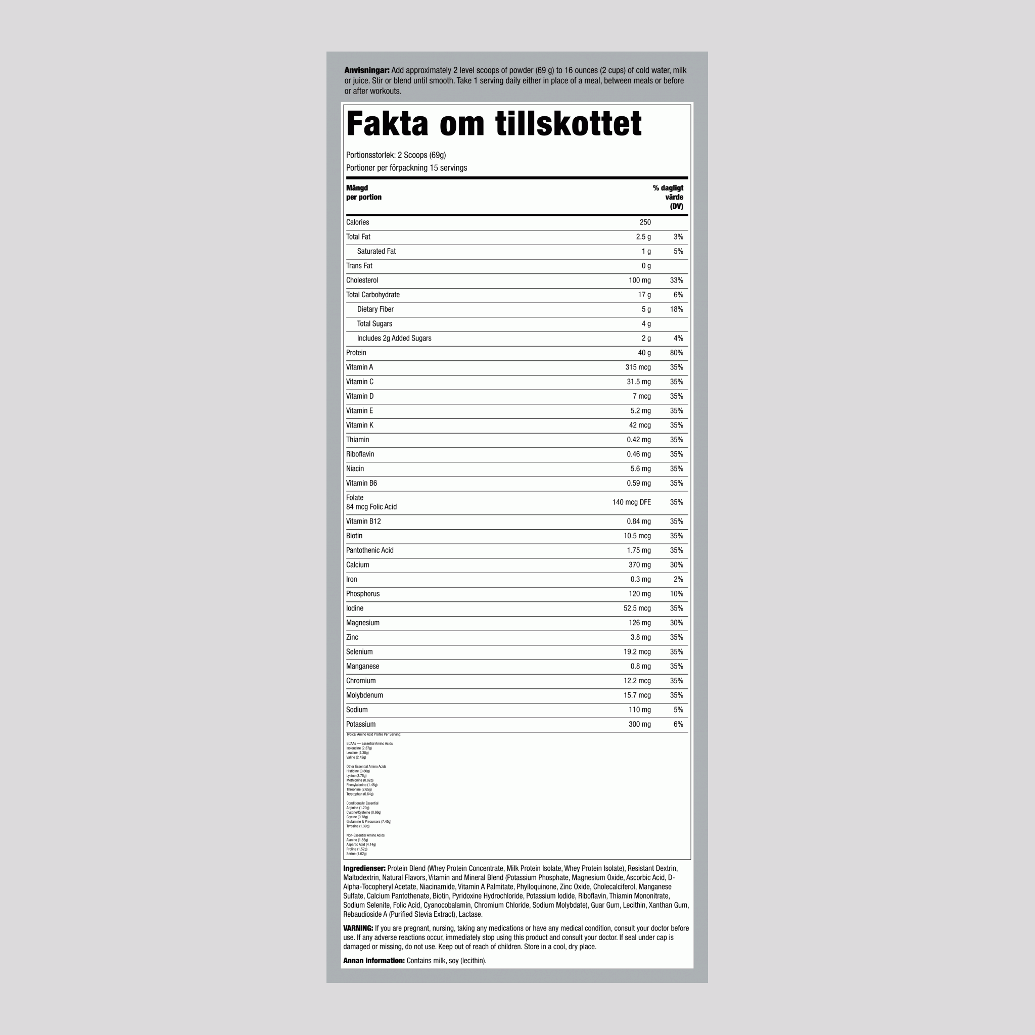 Måltidsersättning Shake NutraFit (naturlig vanilj) 2.28 kg 1.035 kg Flaska    