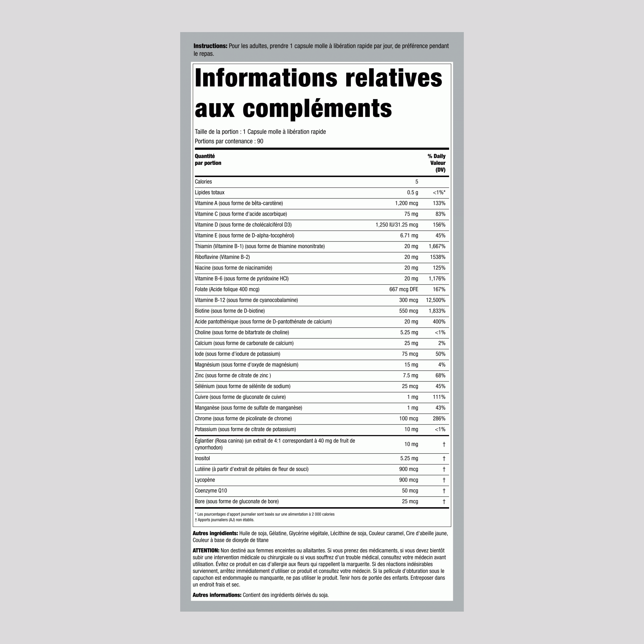 Fitness Multi 1 90 Capsules molles à libération rapide       