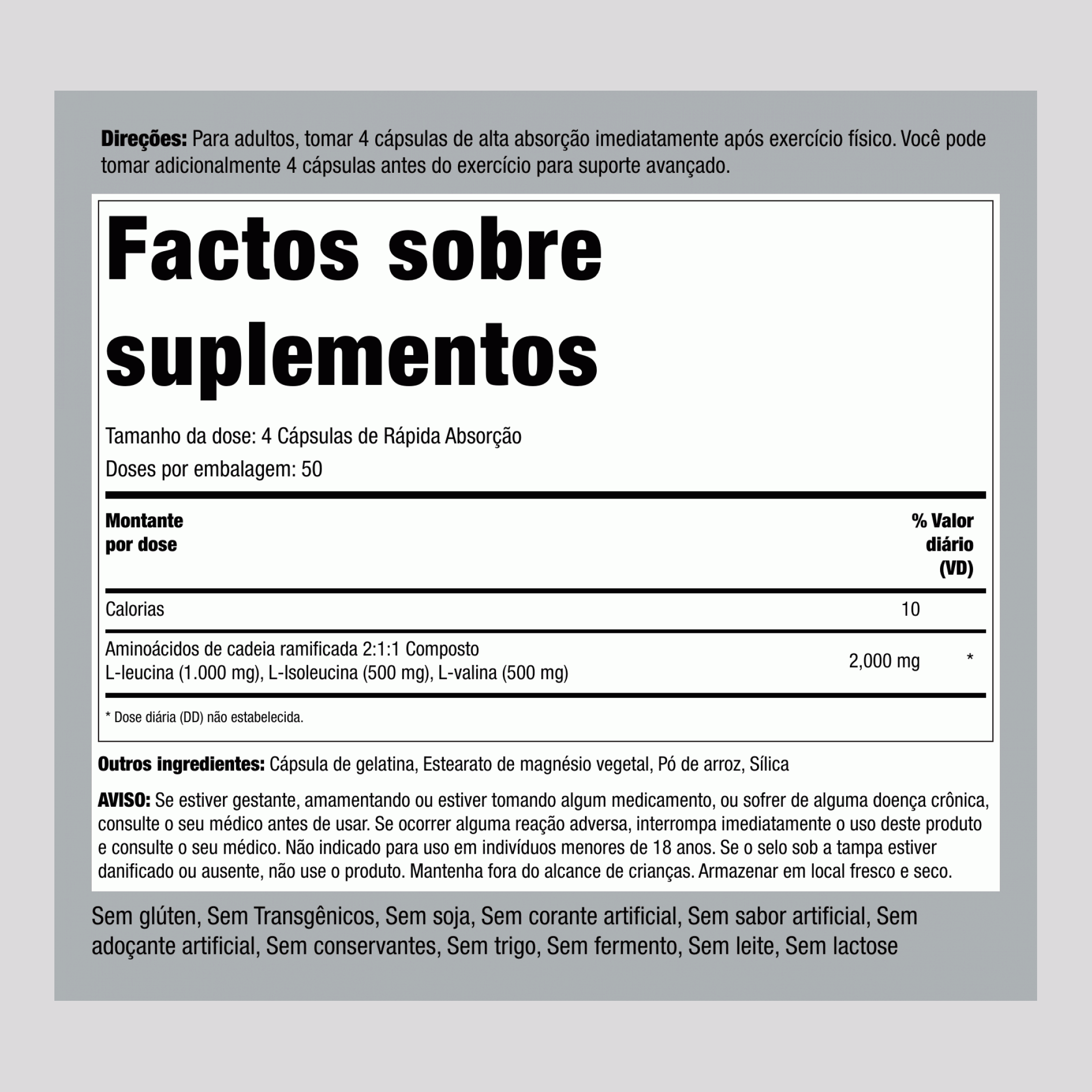 BCAAFit 2000 2000 mg (por dose) 200 Cápsulas     