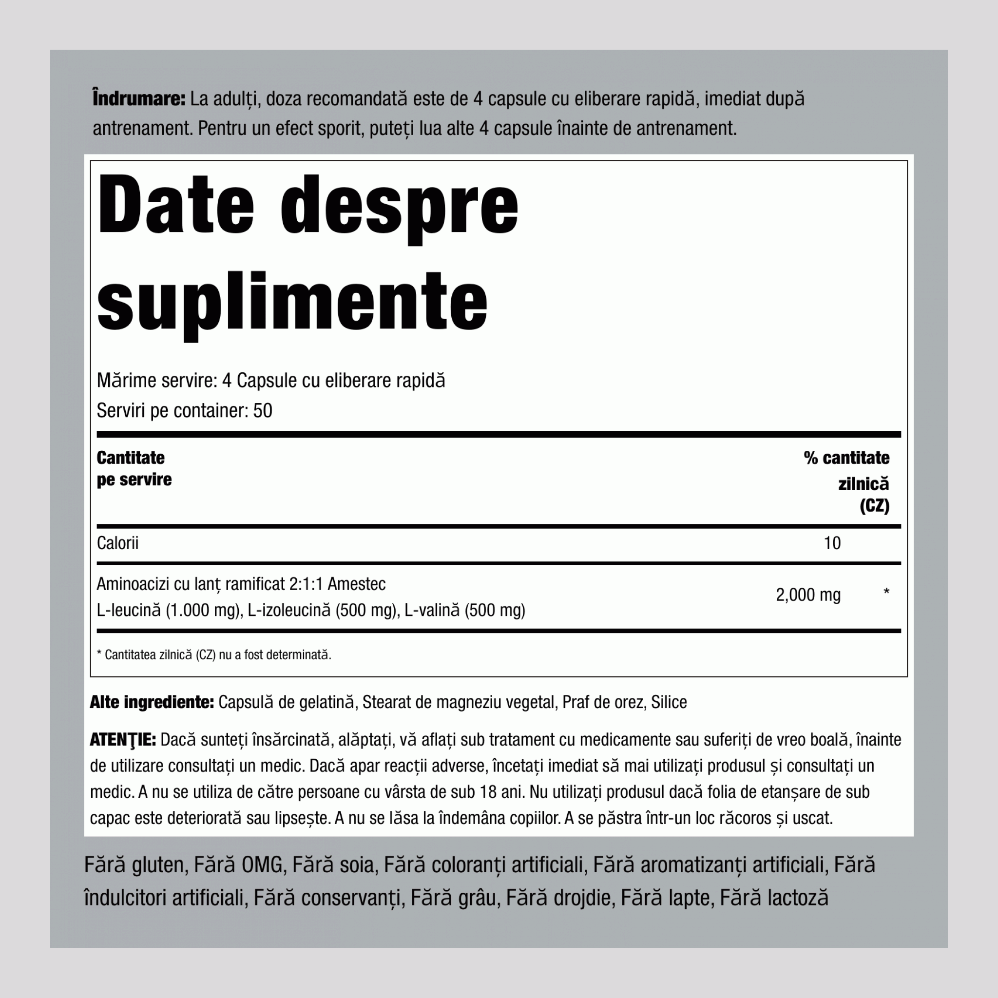 BCAAFit 2000 2000 mg (per porție) 200 Capsule     