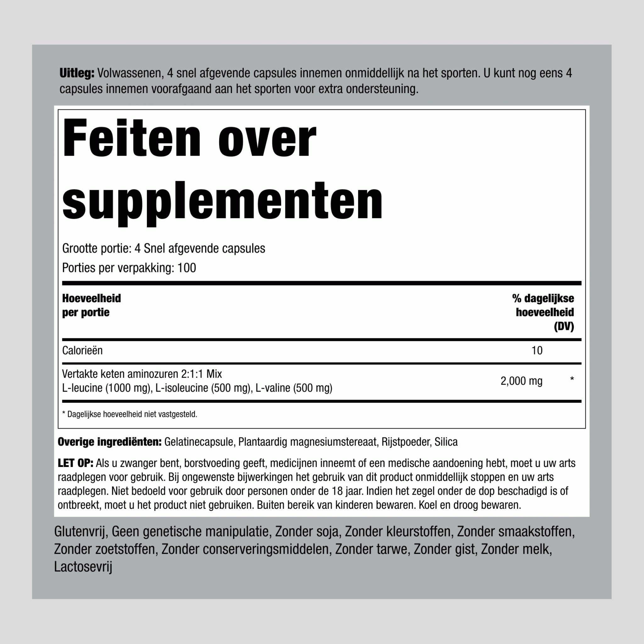 BCAAFit 2000 2000 mg (per portie) 400 Capsules     