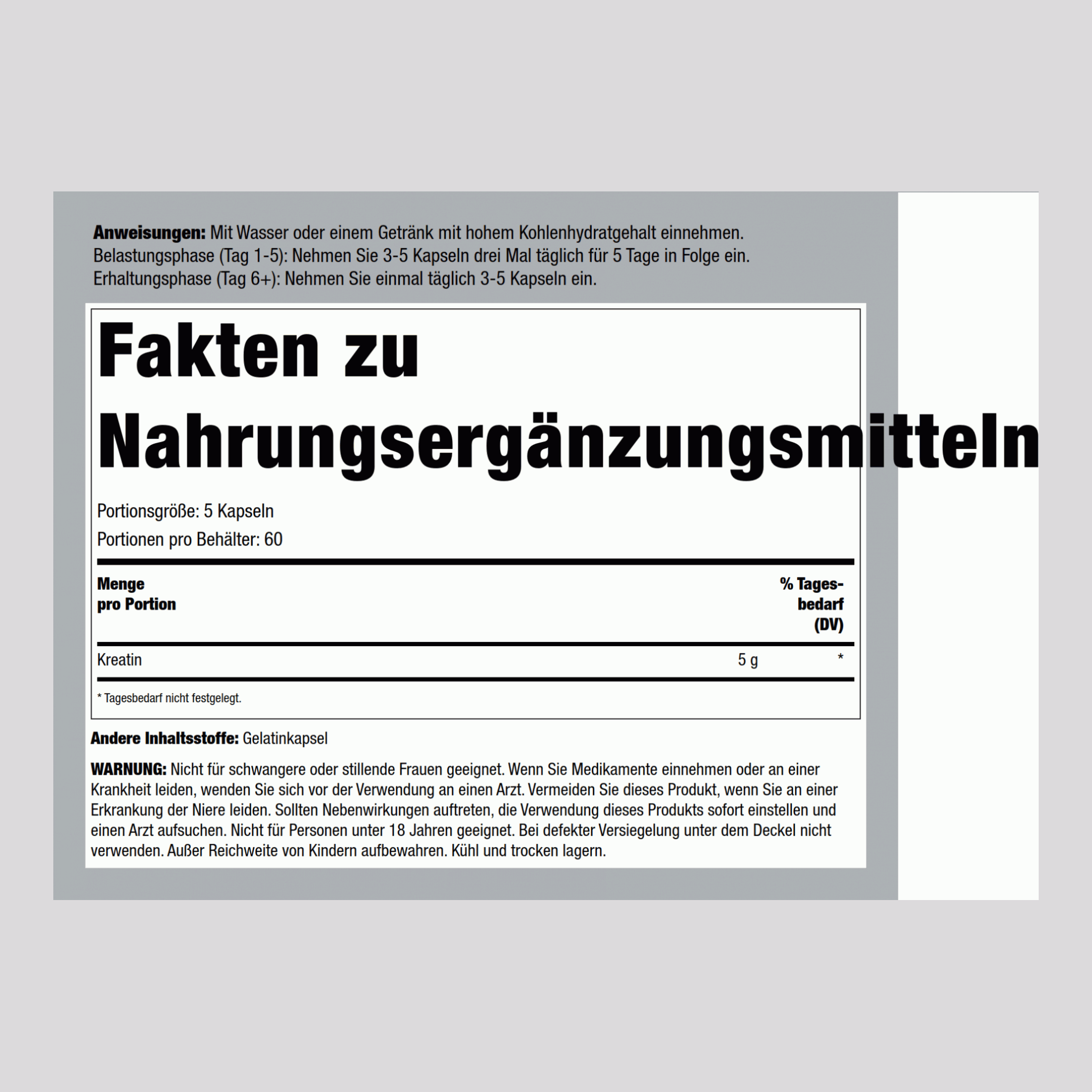 German Kreatin-Monohydrat (Creapure) 1000 mg 300 Kapseln     