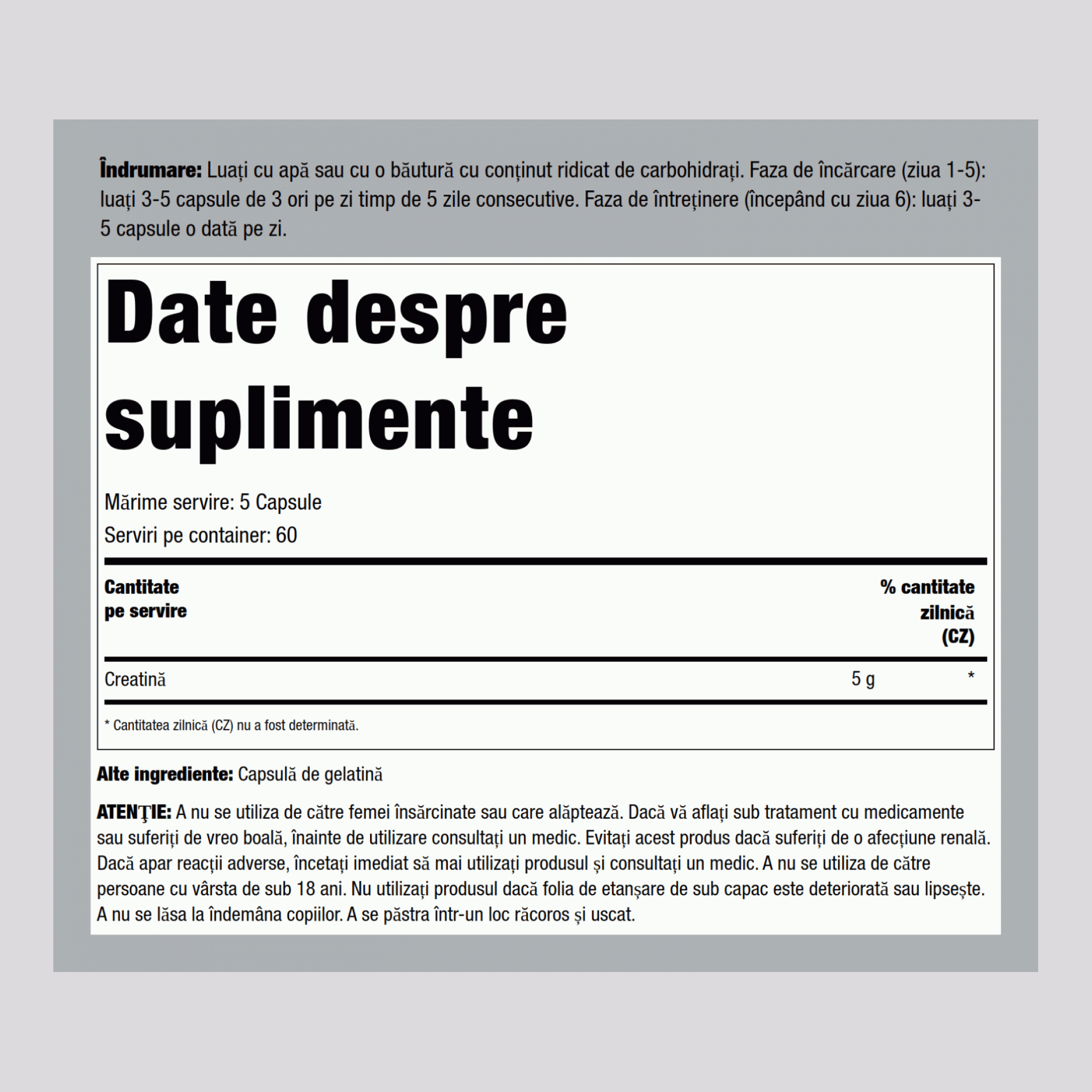 German Monohidrat de creatină (Creapure) 1000 mg 300 Capsule     