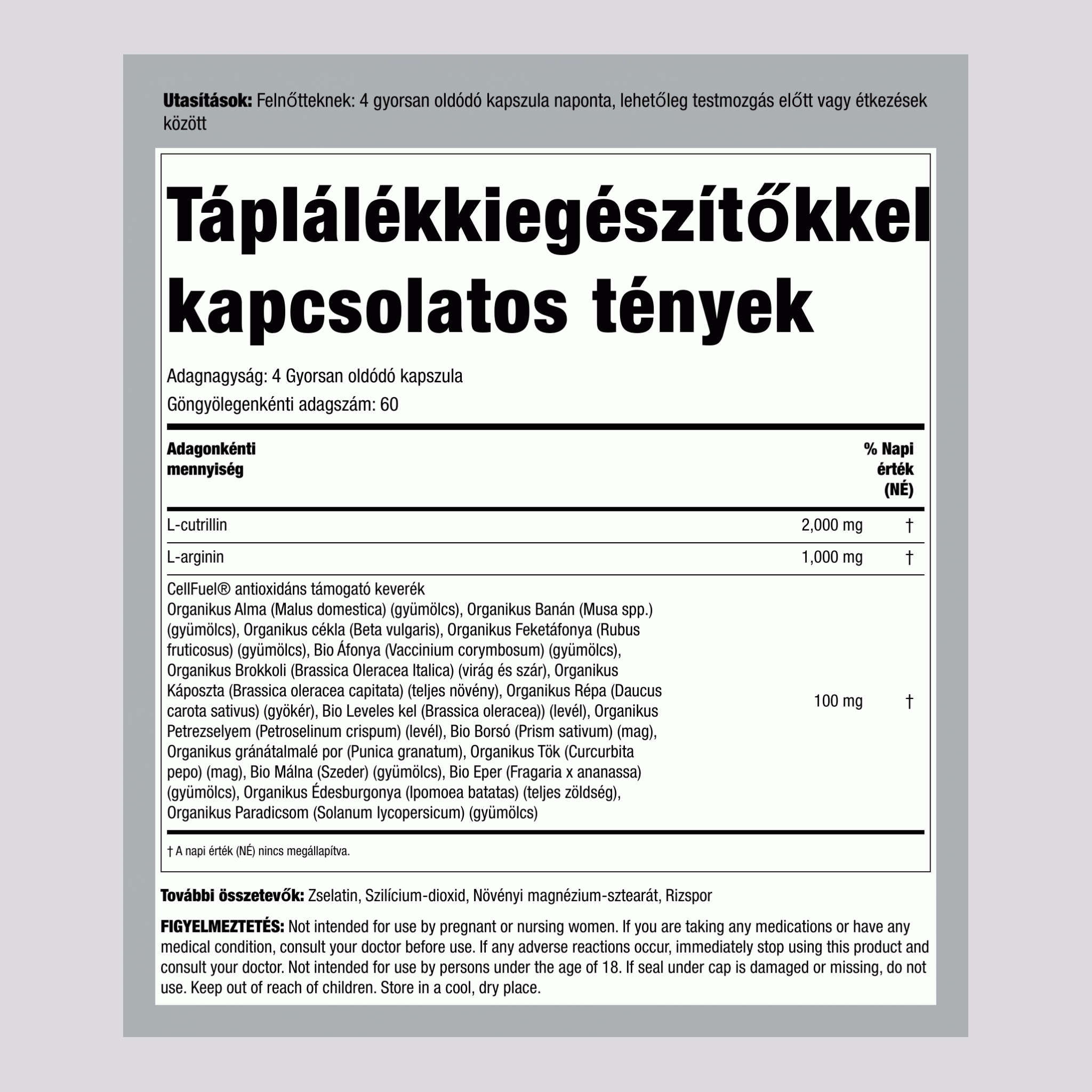 Nitric Oxide Max, 240 kapszula