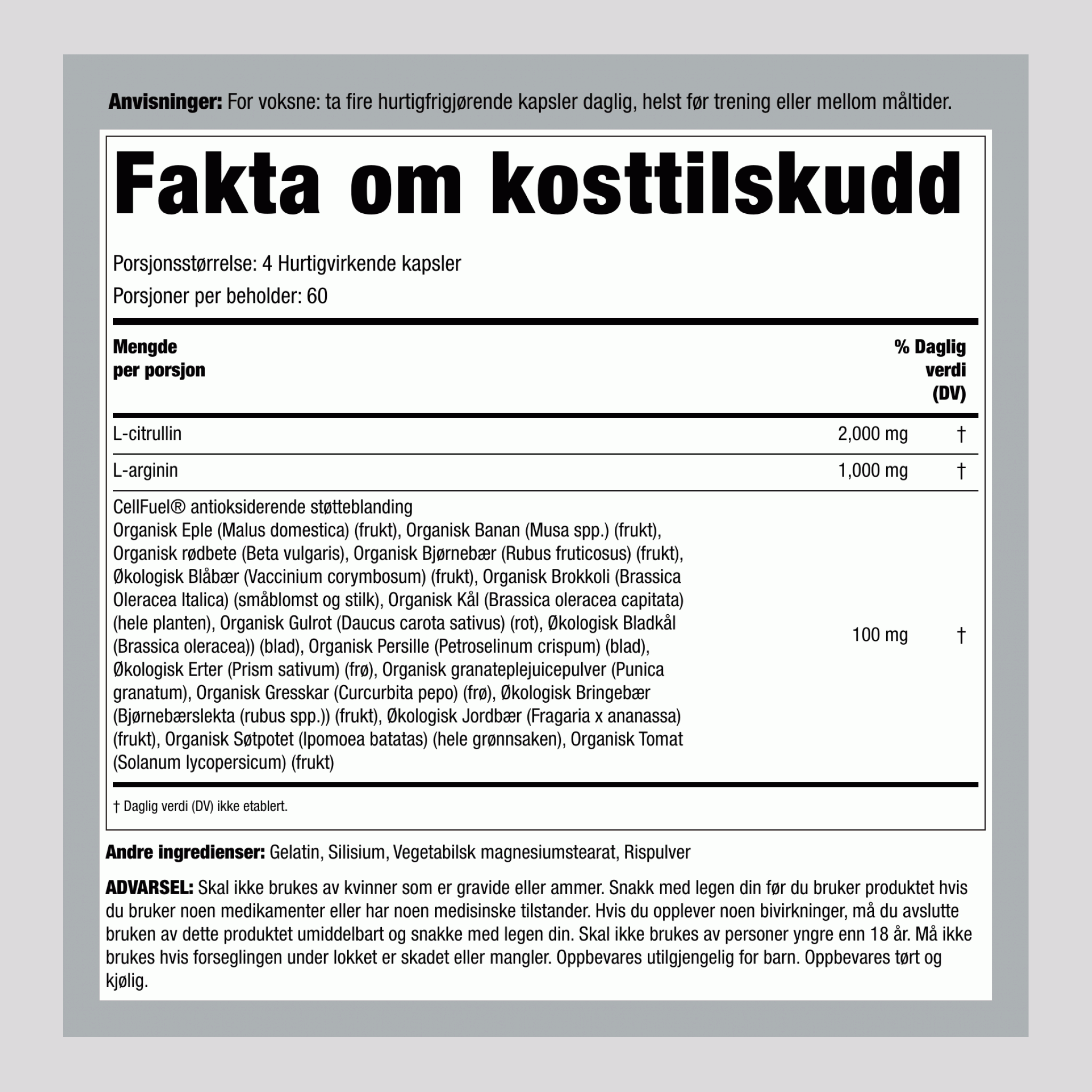 Nitrogenoksid Max, 240 kapsler