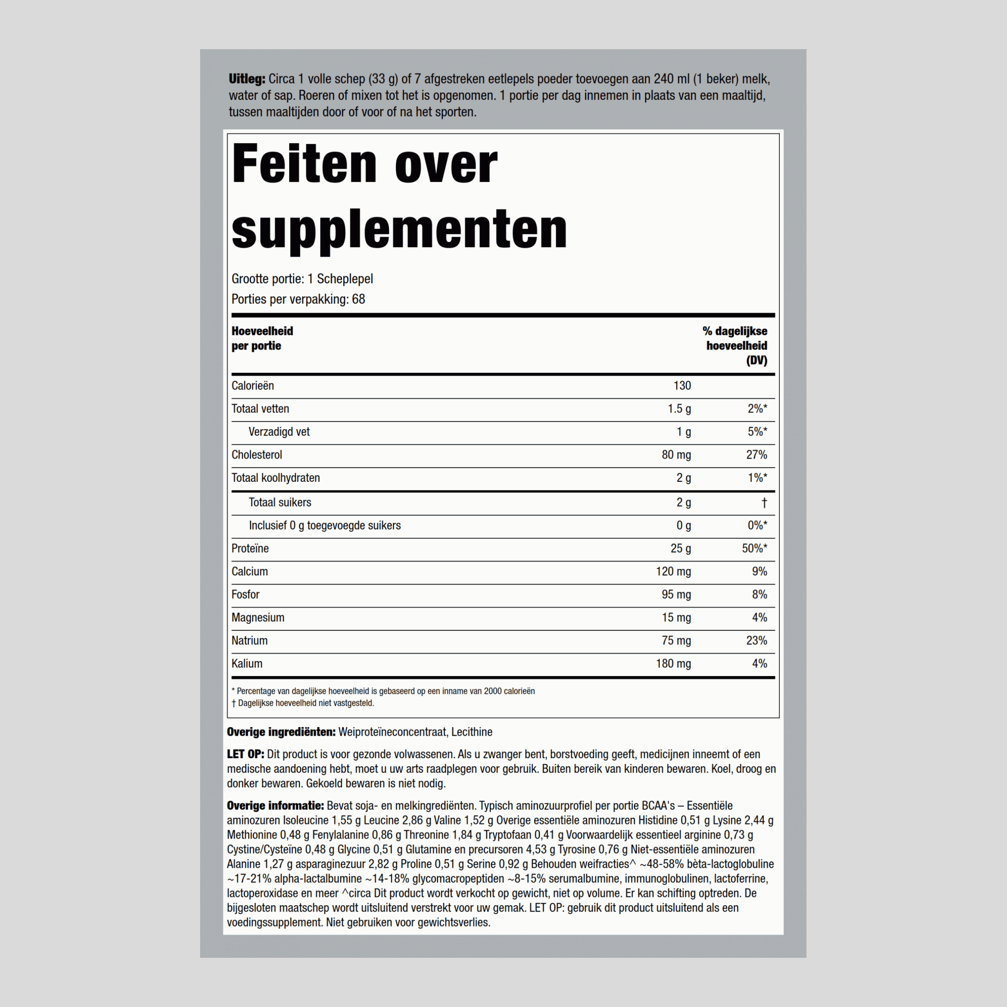 weiproteïne (zonder smaak- en zoetstoffen) 5 pond 2.268 kg Fles    