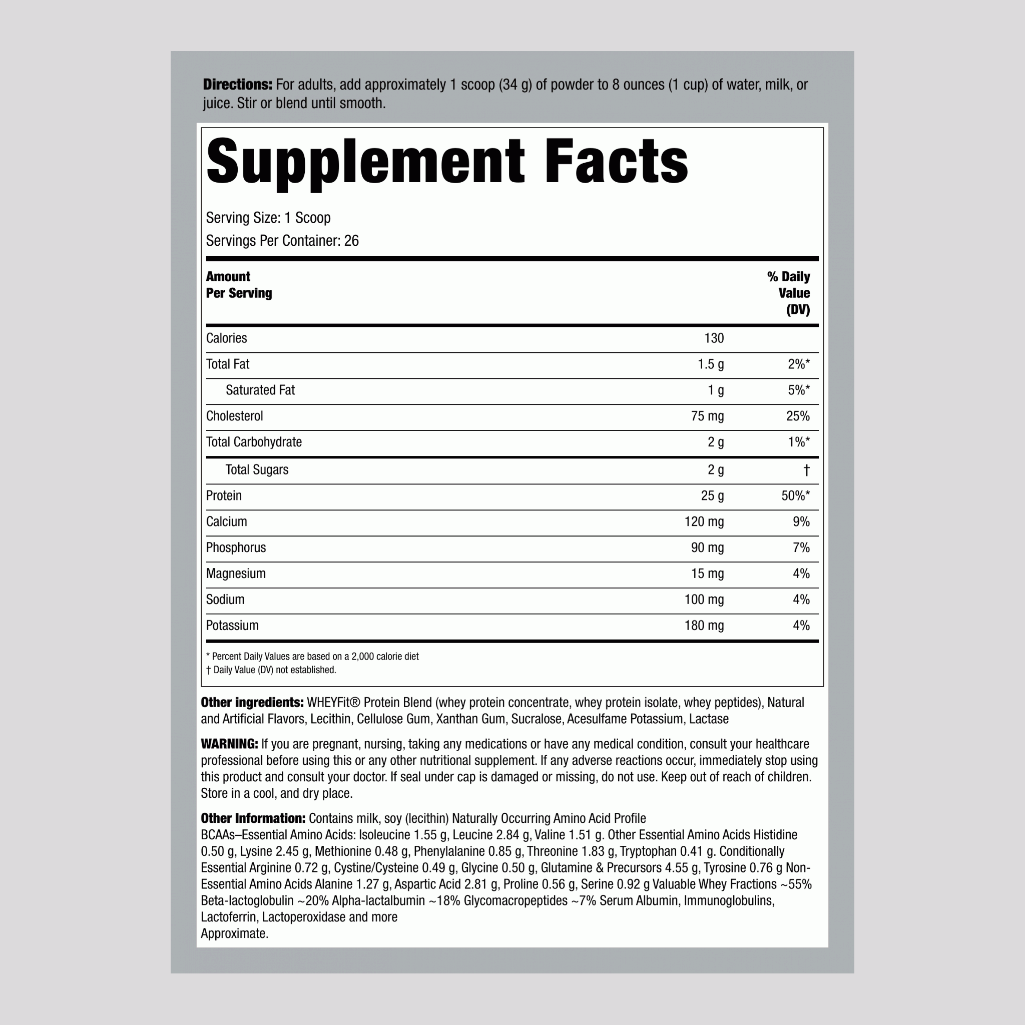 乳清蛋白香草味 2 磅 908 g 酒瓶    