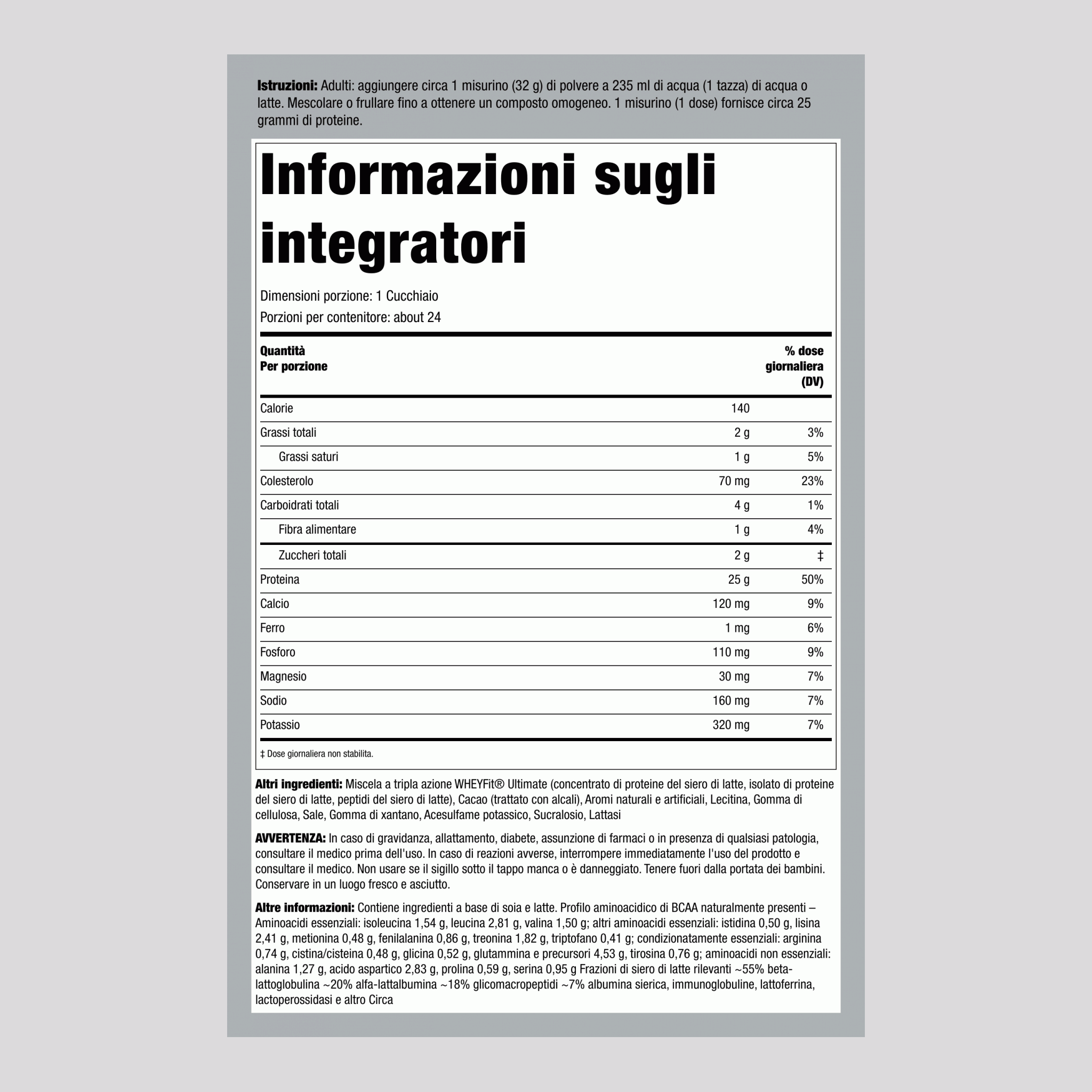 Proteina WheyFit (Cioccolato olandese) 2 lb 908 g Bottiglia    