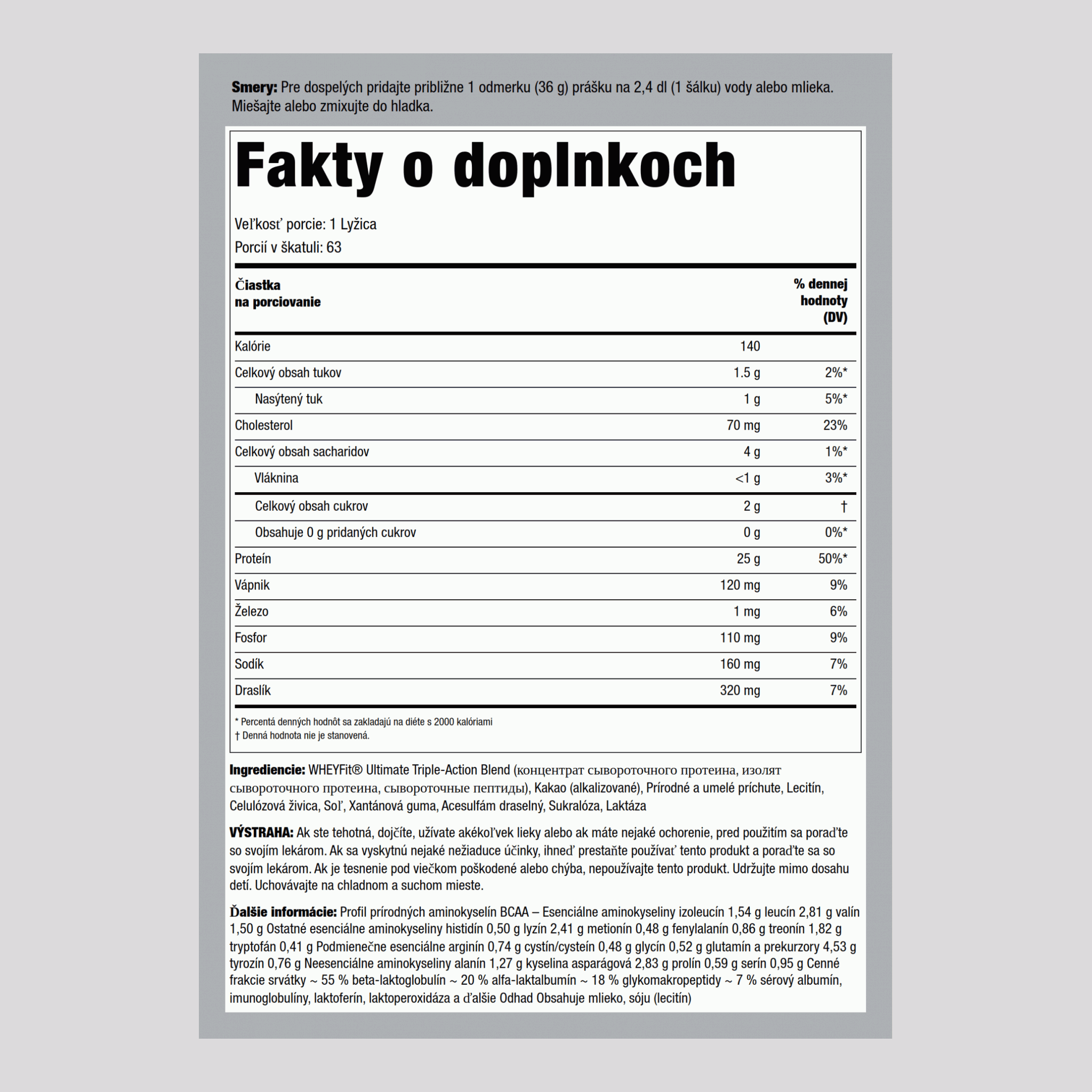 Srvátkový proteín WheyFit (holandská čokoláda) 5 lb 2.268 kg Fľaša    