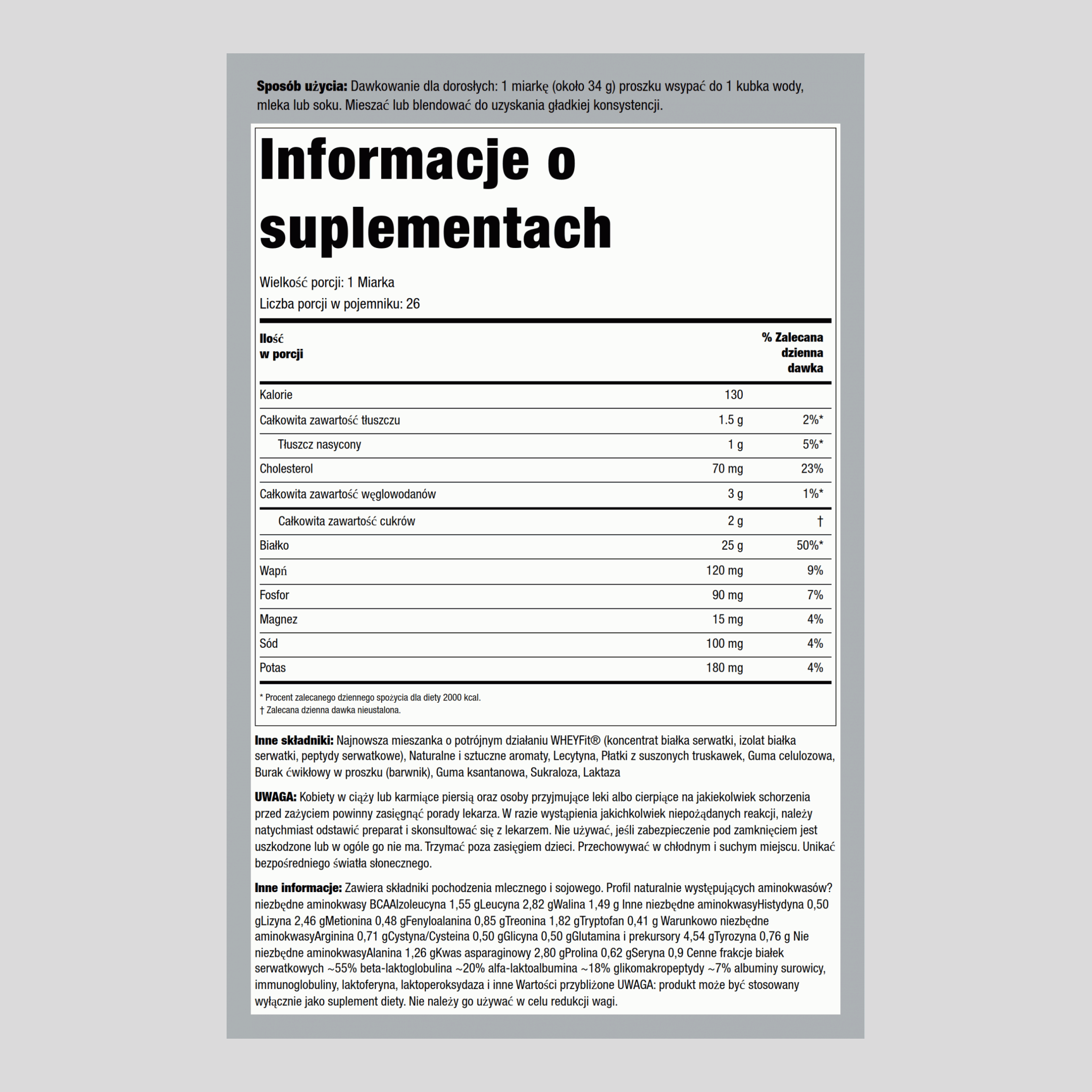 Białko WheyFit (truskawkowe zawirowanie) 2 lb 908 g Butelka    