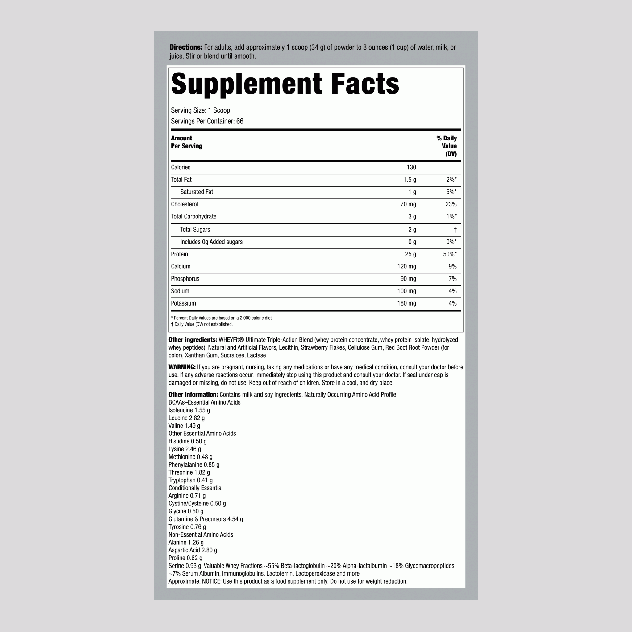 Whey Protein WheyFit (Double Strawberry Detonation), 5 lb (2.268 kg) Bottle