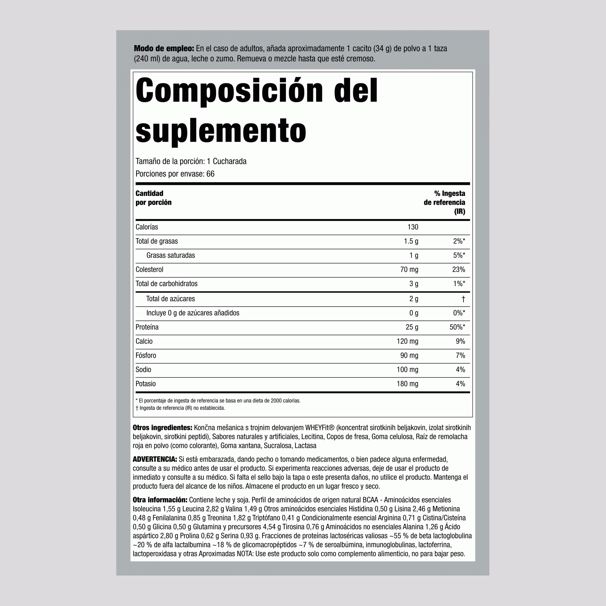 Proteína WheyFit (espiral de fresa) 5 lb 2.268 Kg Botella/Frasco    