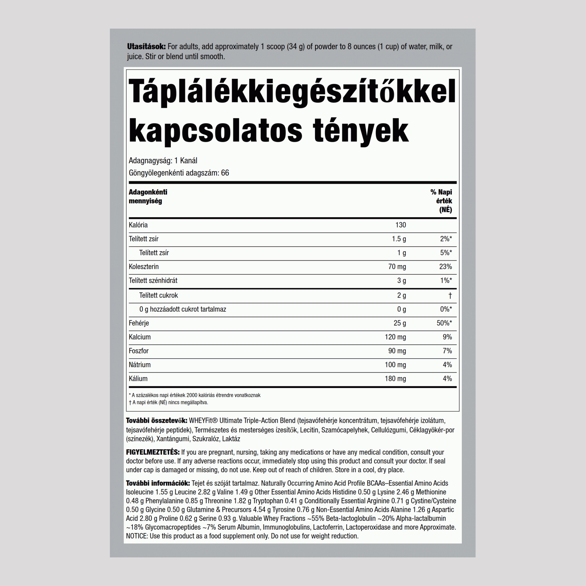 WheyFit tejsavófehérje (epres  keverék) 5 font 2.268 Kg Palack    