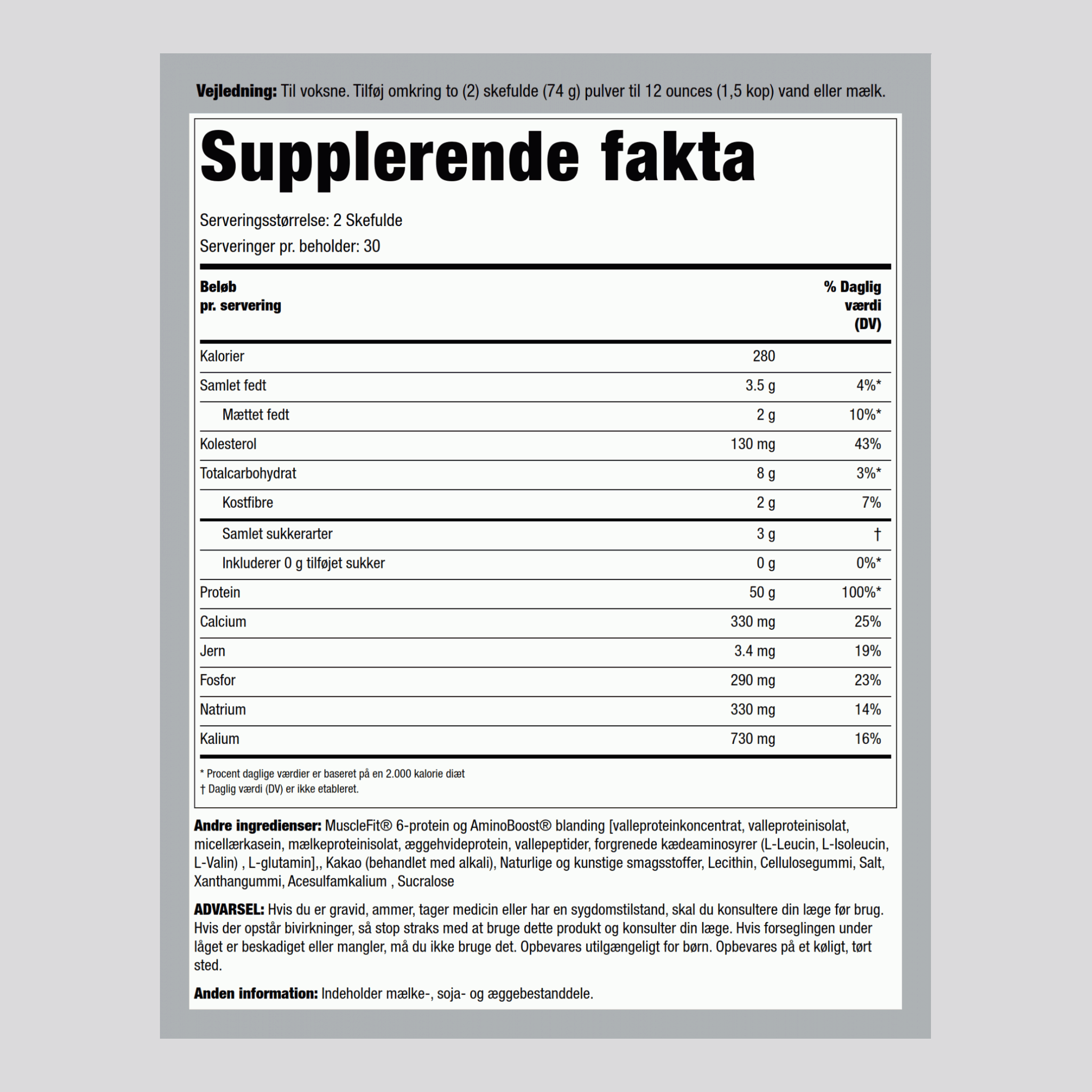 MuscleFit-protein (chokoladeis) 5 pund 2.268 Kg Flaske    