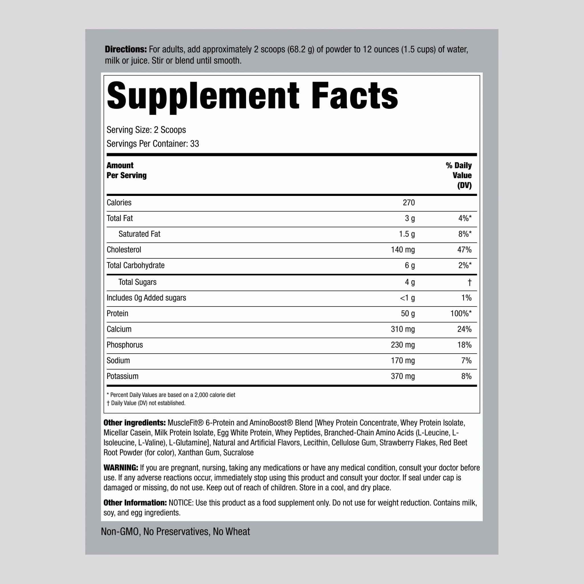 MuscleFit Protein Powder (Creamy Strawberry Shortcake Trifle), 5 lb (2.268 kg) Bottle