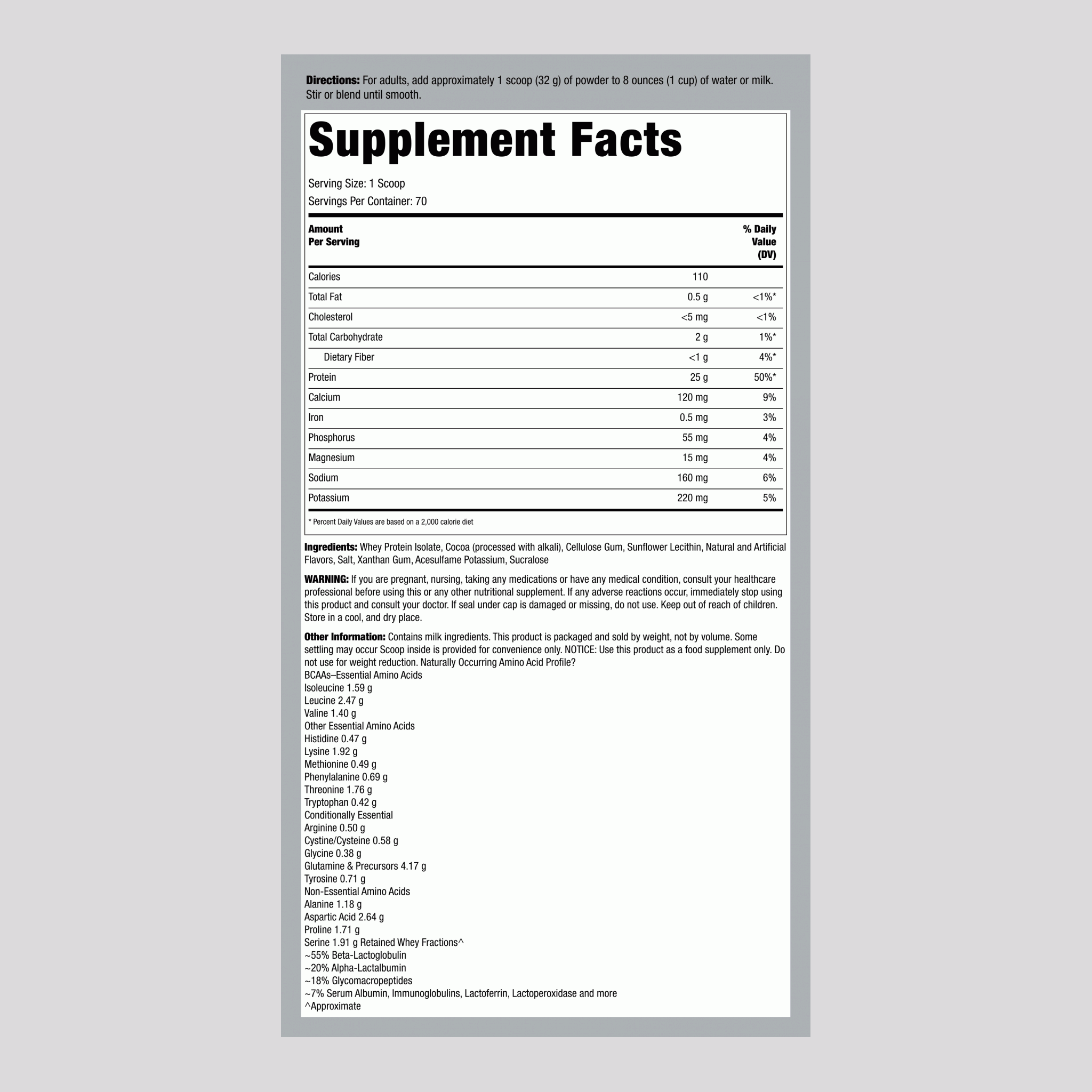 乳清蛋白 分離乳清（荷蘭巧克力） 5 磅 2.268 千克 酒瓶    