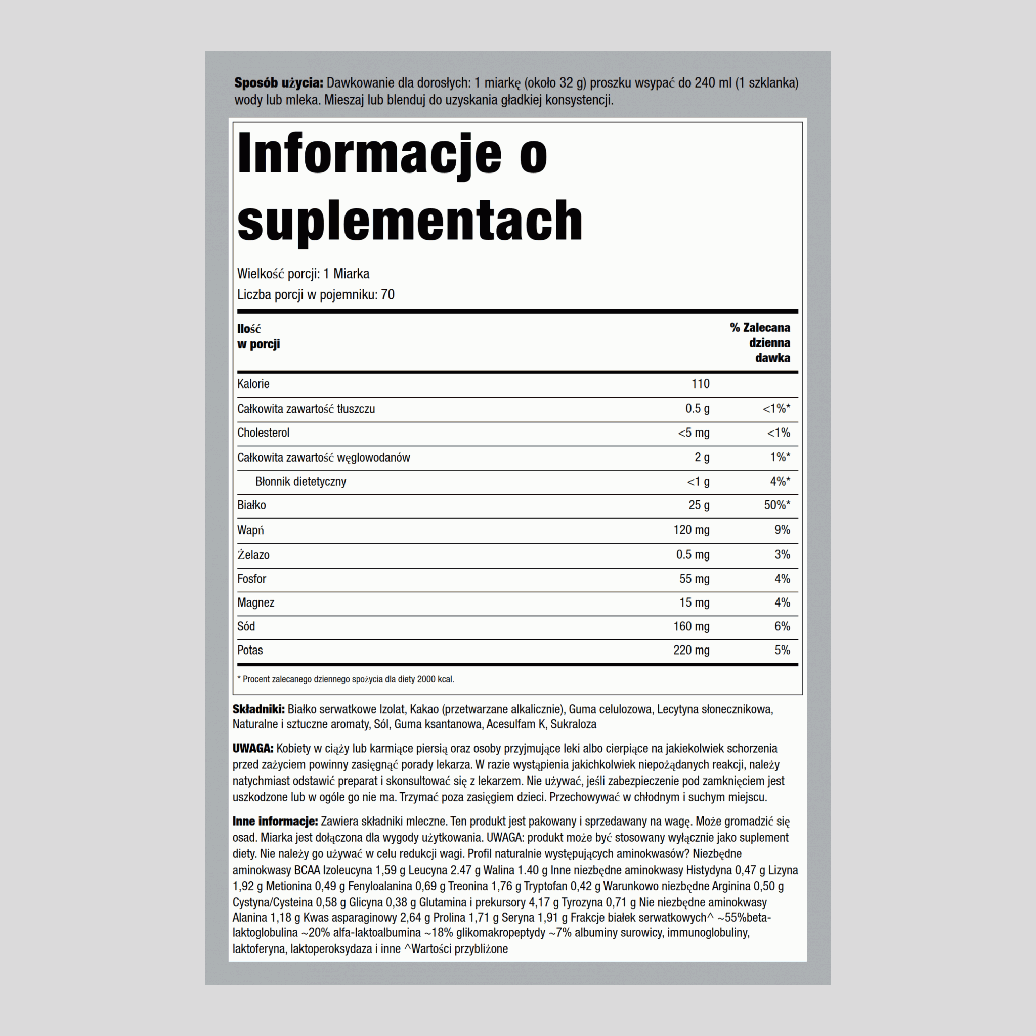 Białko serwatkowe WheyFit Izolat (Aksamitna czekolada holenderska)  5 lb 2.268 Kg Butelka    