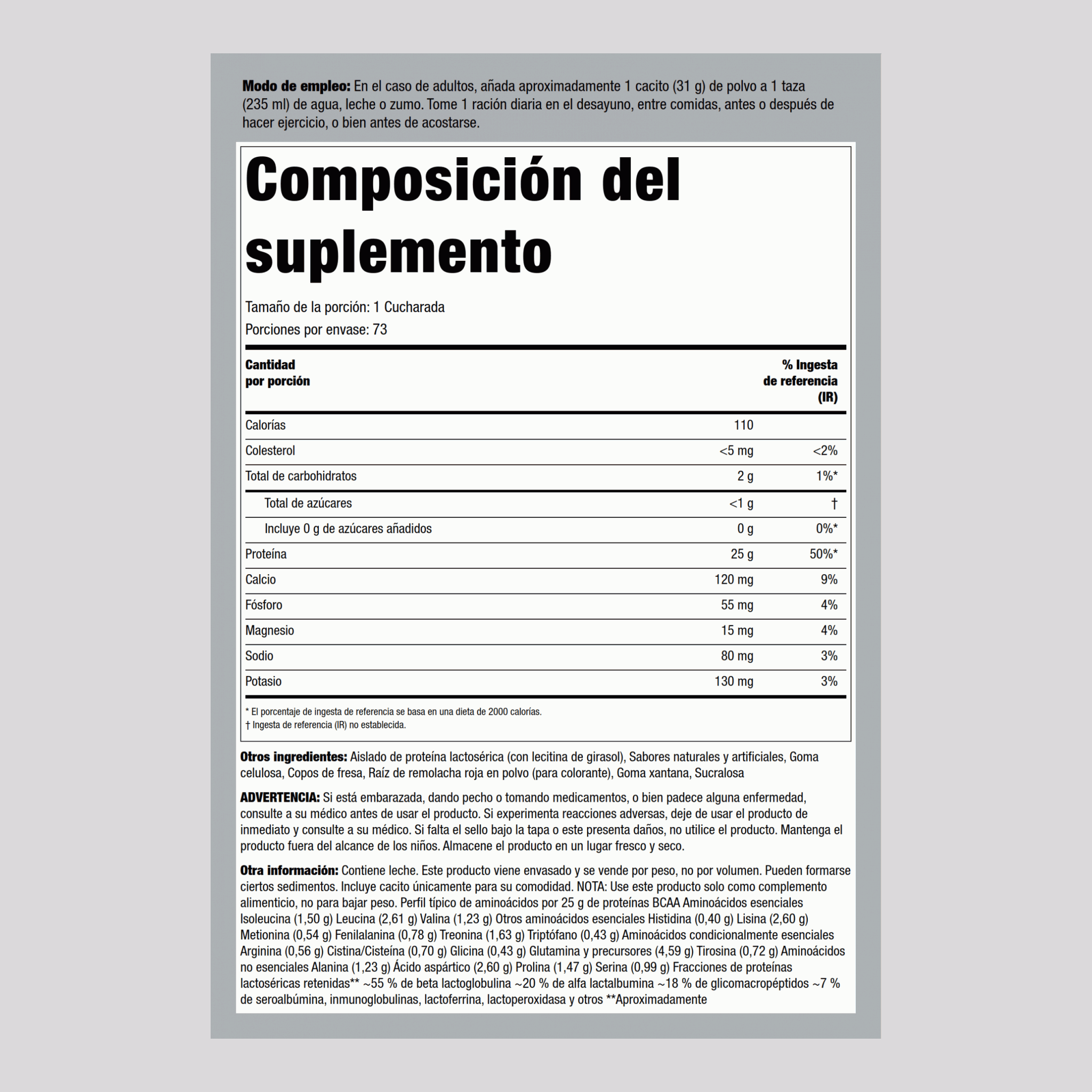 Proteína de suero de leche WheyFit Aislado (Explosión de fresas silvestres)  5 lb 2.268 Kg Botella/Frasco    