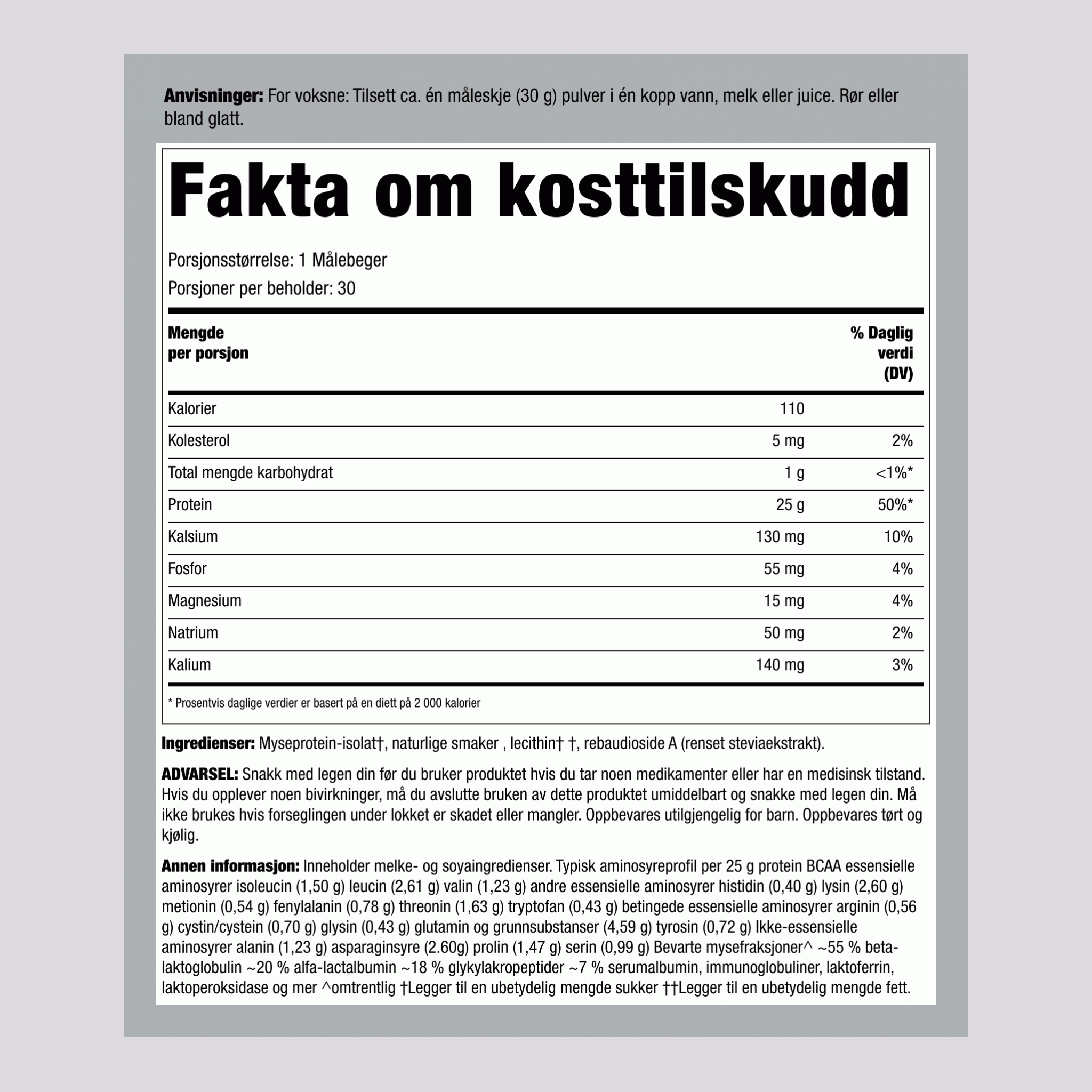 Myseprotein WheyFit Isolat (naturlig vanilje) 2 pund 908 g Flaske    