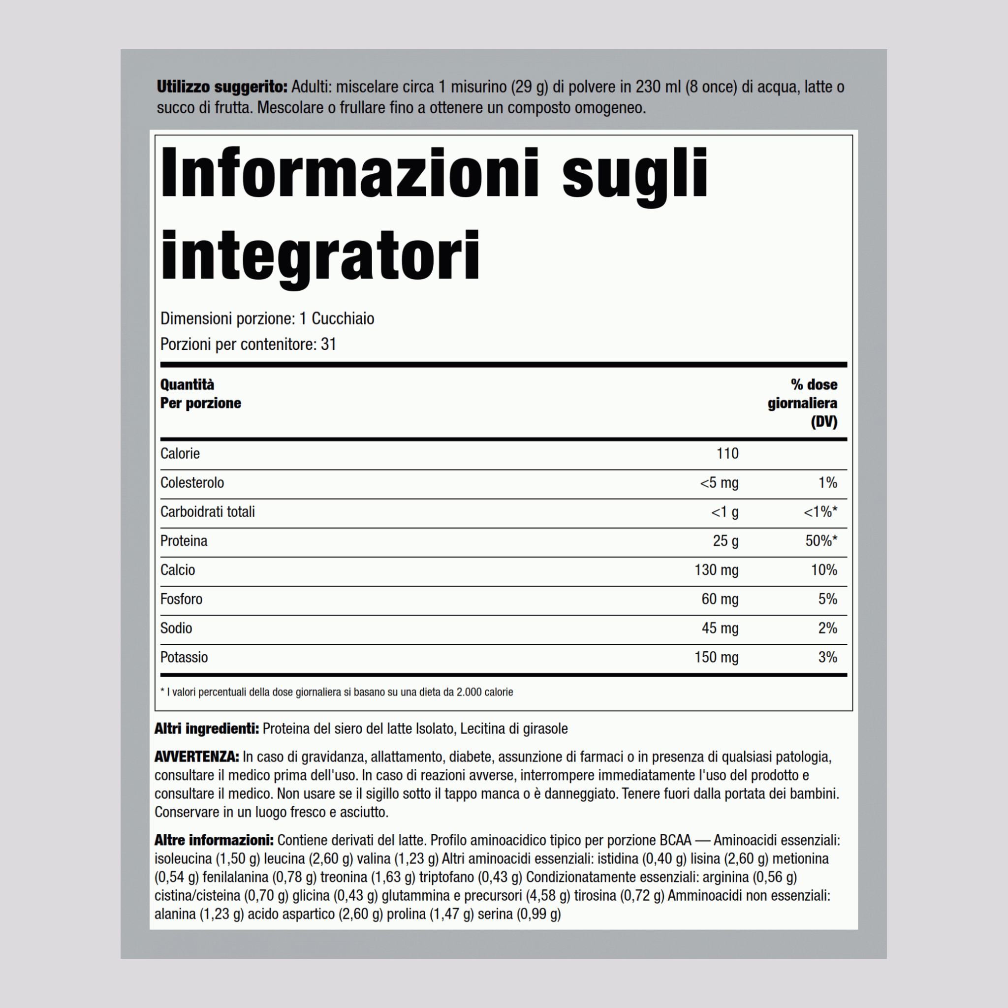 100% WheyFit Isolato (non aromatizzate e non zuccherate) 2 lb 908 g Bottiglia    