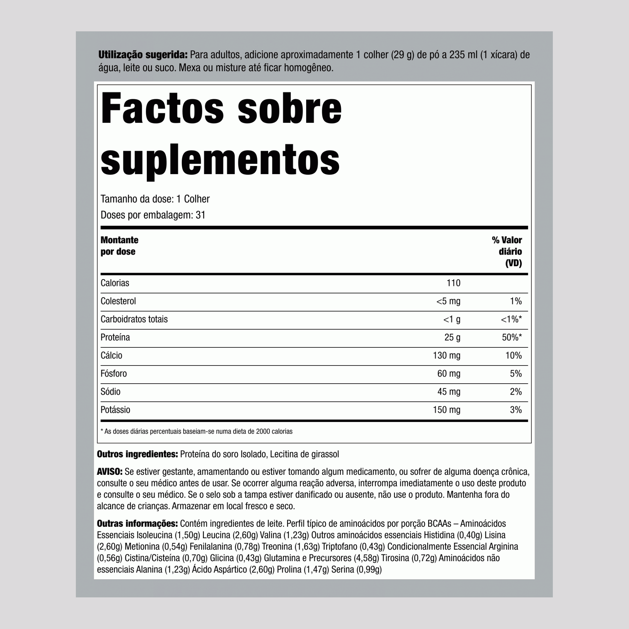 100% WheyFit Isolado (sem sabor e sem açúcar) 2 lb 908 g Frasco    