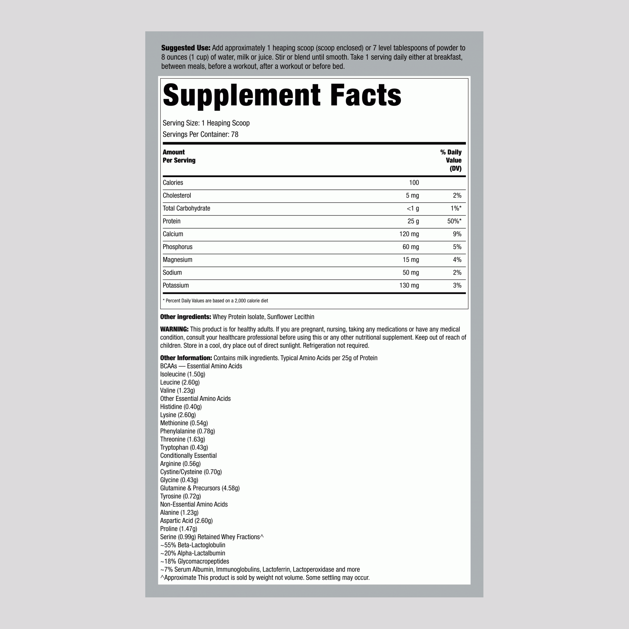 Whey Protein Isolate (Unflavored & Unsweetened), 5 lb (2.268 kg) Bottle