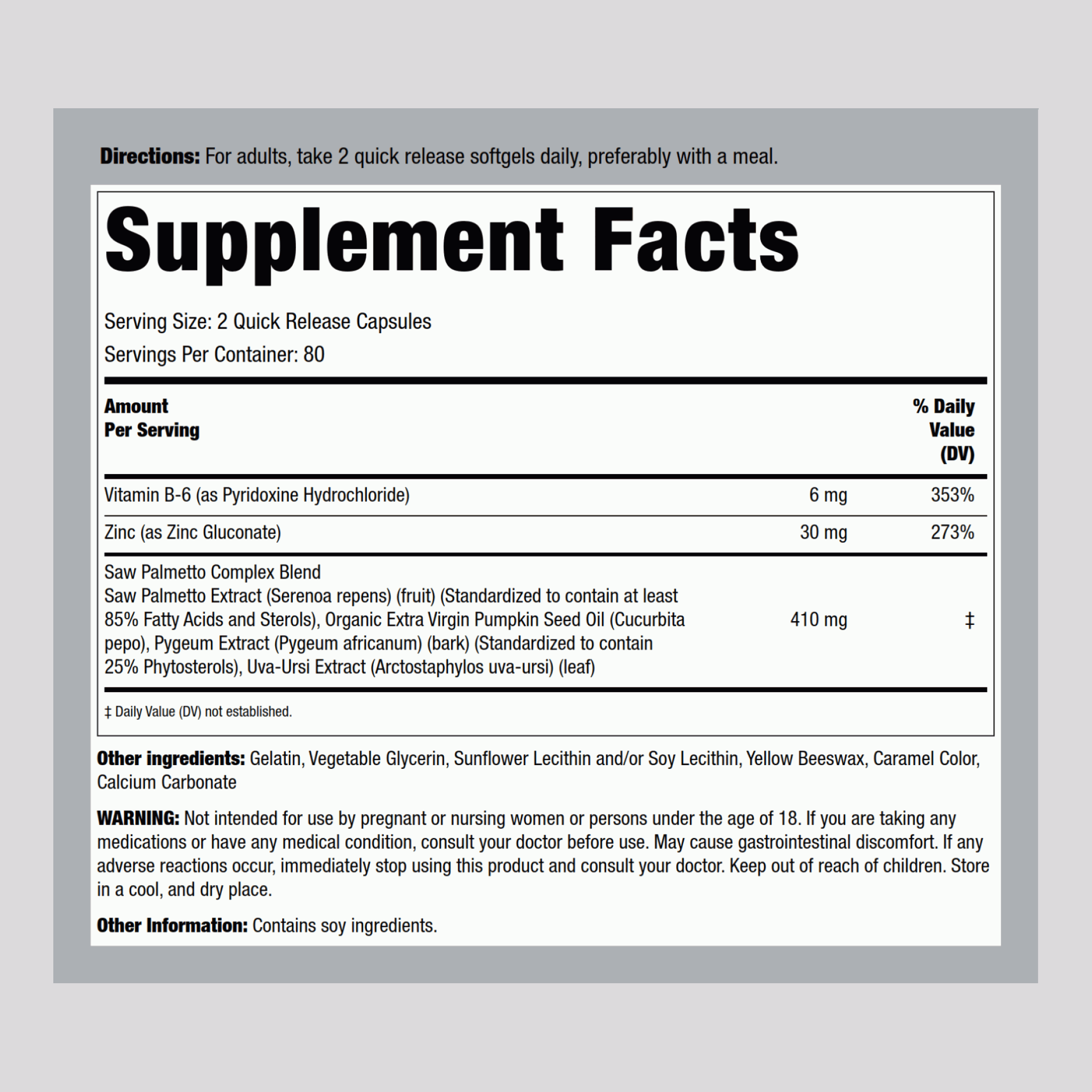 Saw Palmetto, 410 mg, 160 Quick Release Capsules, 2  Bottles