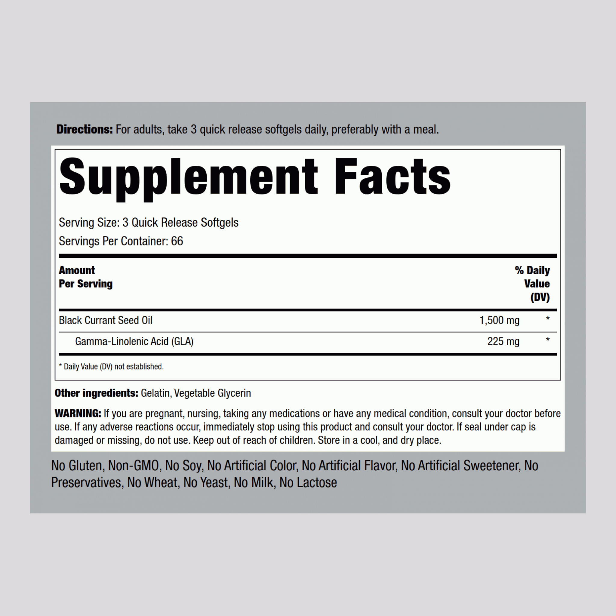 Black Currant Seed Oil, 1500 mg (per serving), 200 Quick Release Softgels, 2  Bottles