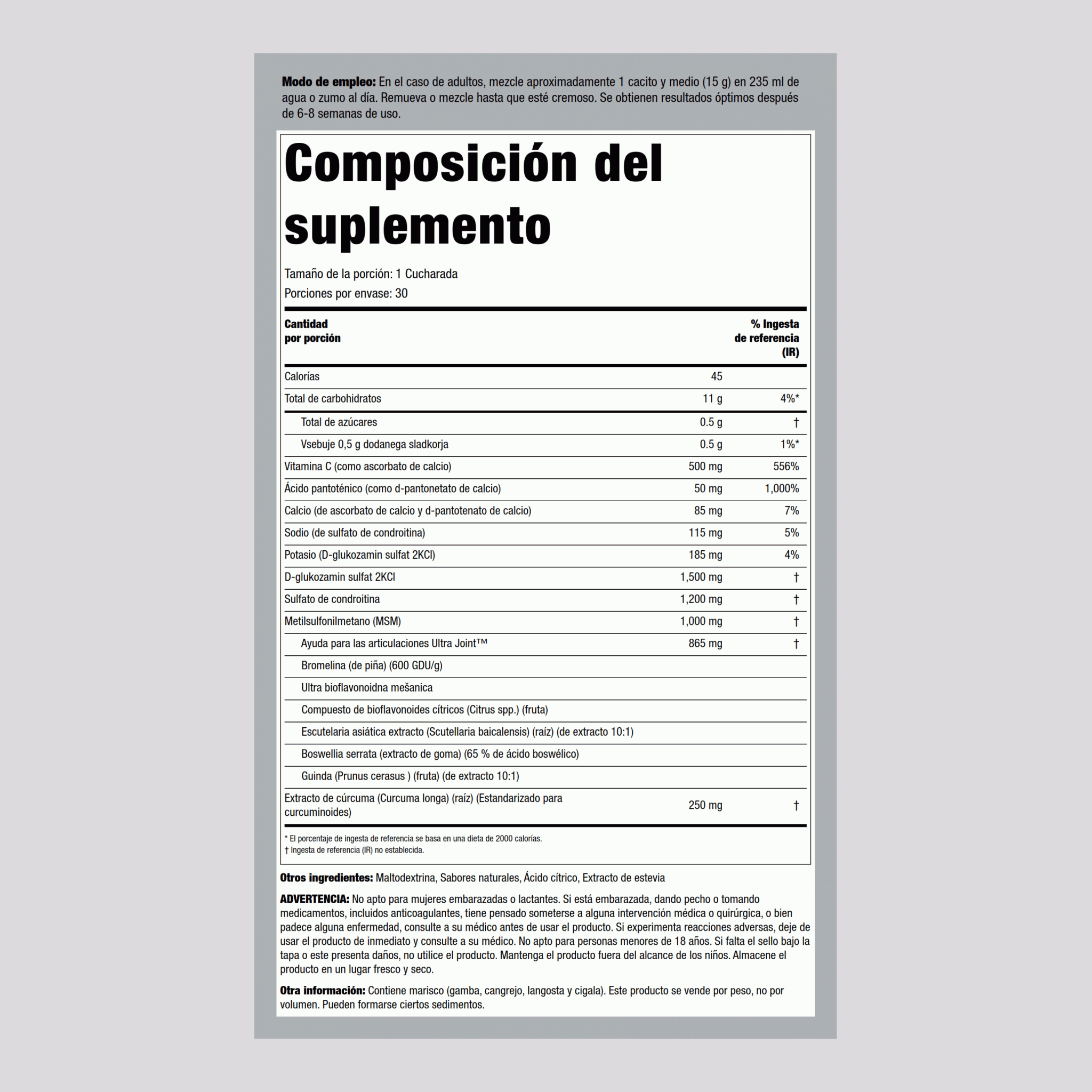 Glucosamine, Chondroitin, Turmeric & MSM Powder UltraJoint, 1 lb (454 g) Bottle, 2  Bottles