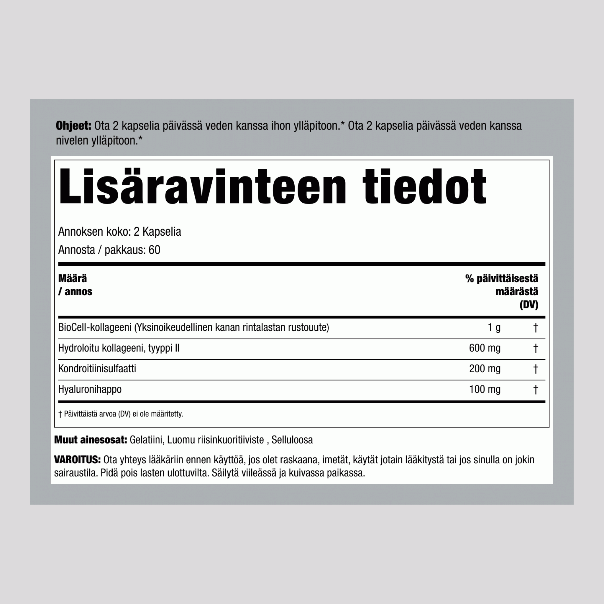 BioCell-kollageeni 120 Kapselia 2 Pulloa     