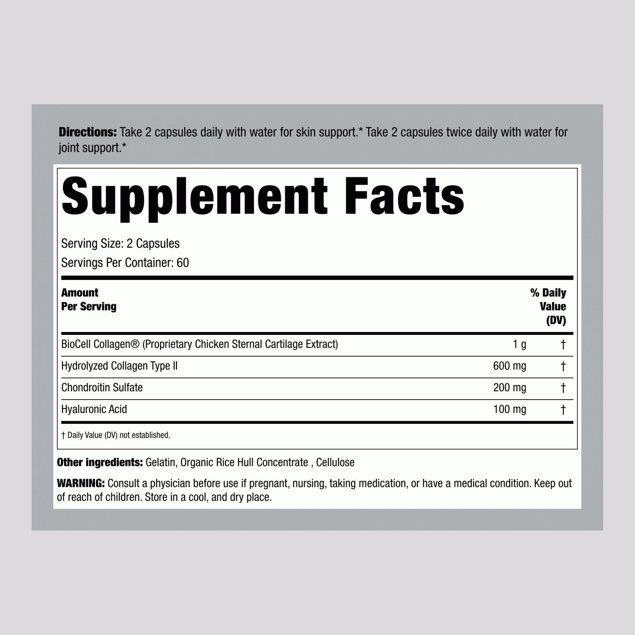 生物細胞膠原蛋白 120 膠囊 2 瓶子     