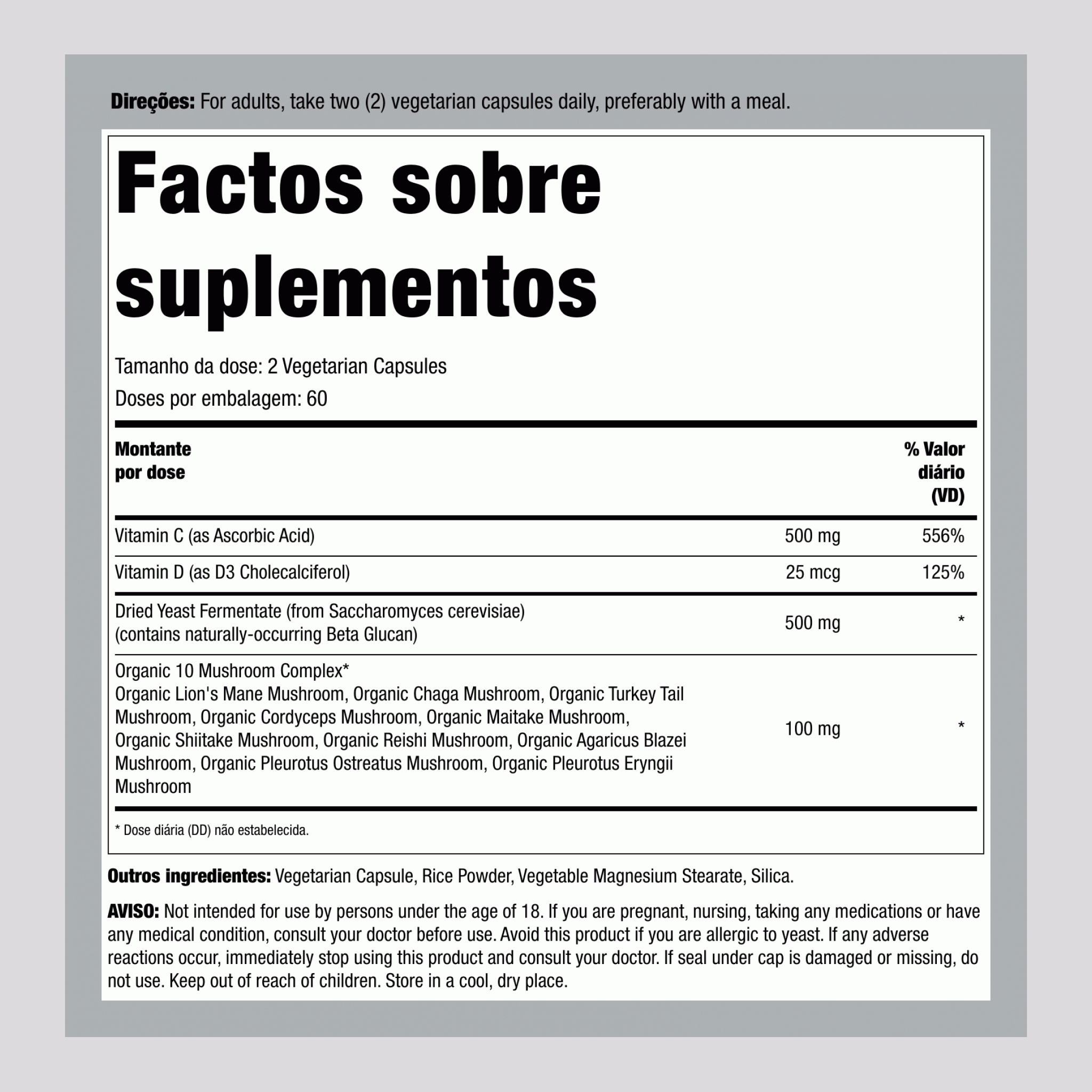 Suporte Imunológico com Beta Glucana, 120 Cápsulas Vegetarianas