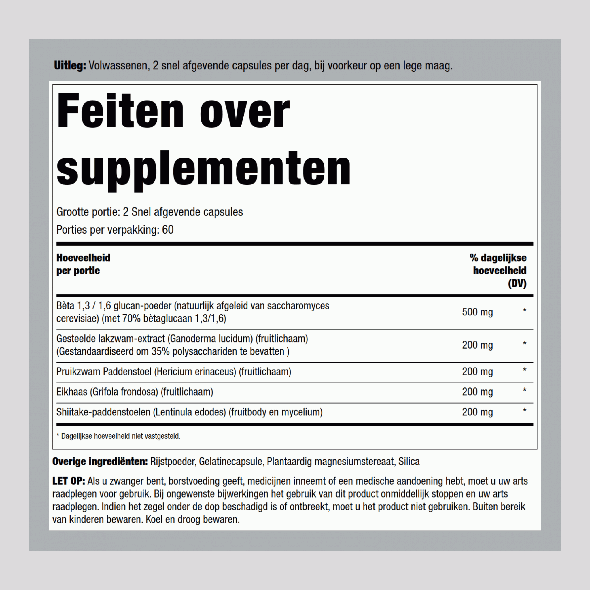 Ondersteuning voor het immuunsysteem met bèta-glucaan 120 Snel afgevende capsules       