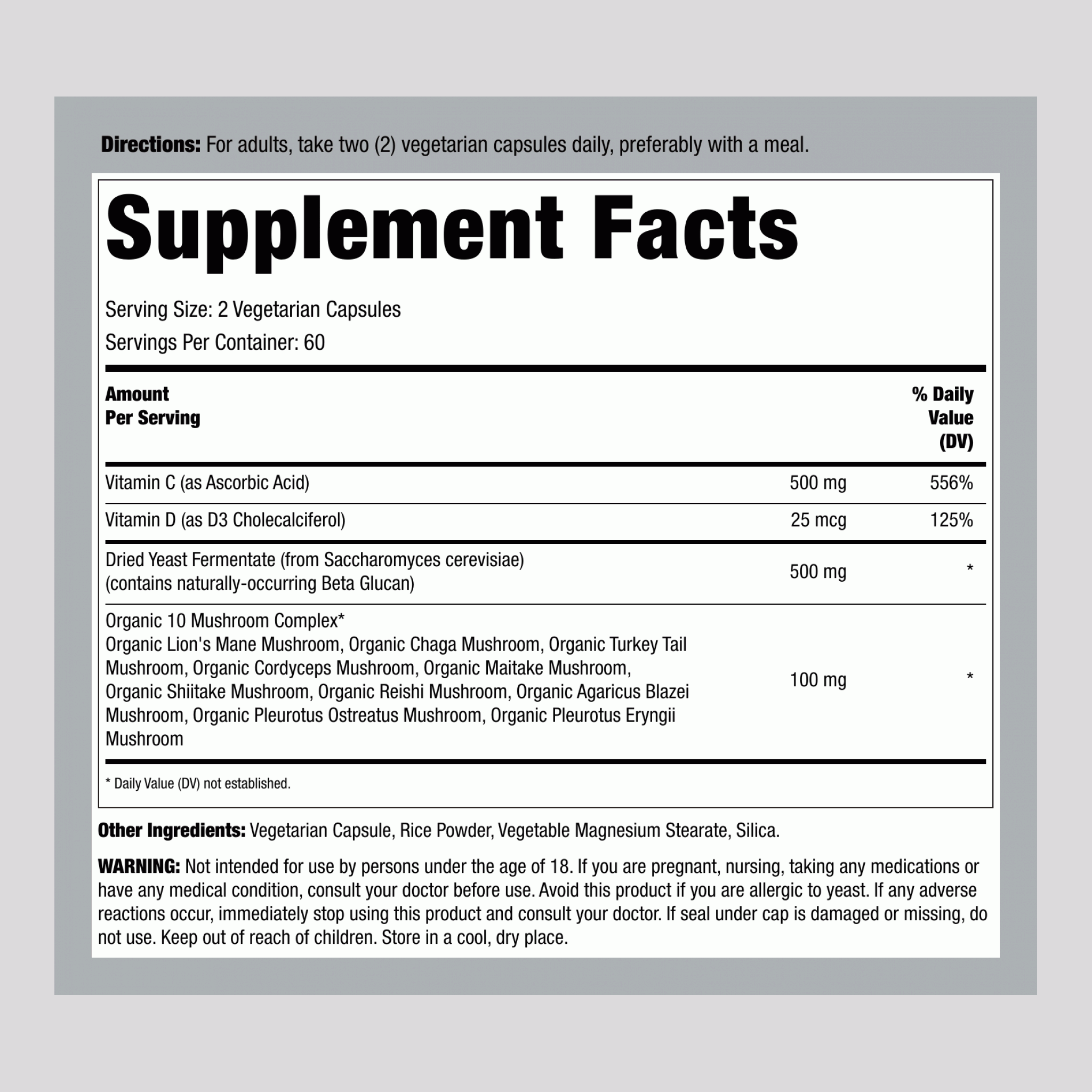 免疫支持配方，含有貝塔葡聚醣，120 粒素食膠囊，2 瓶