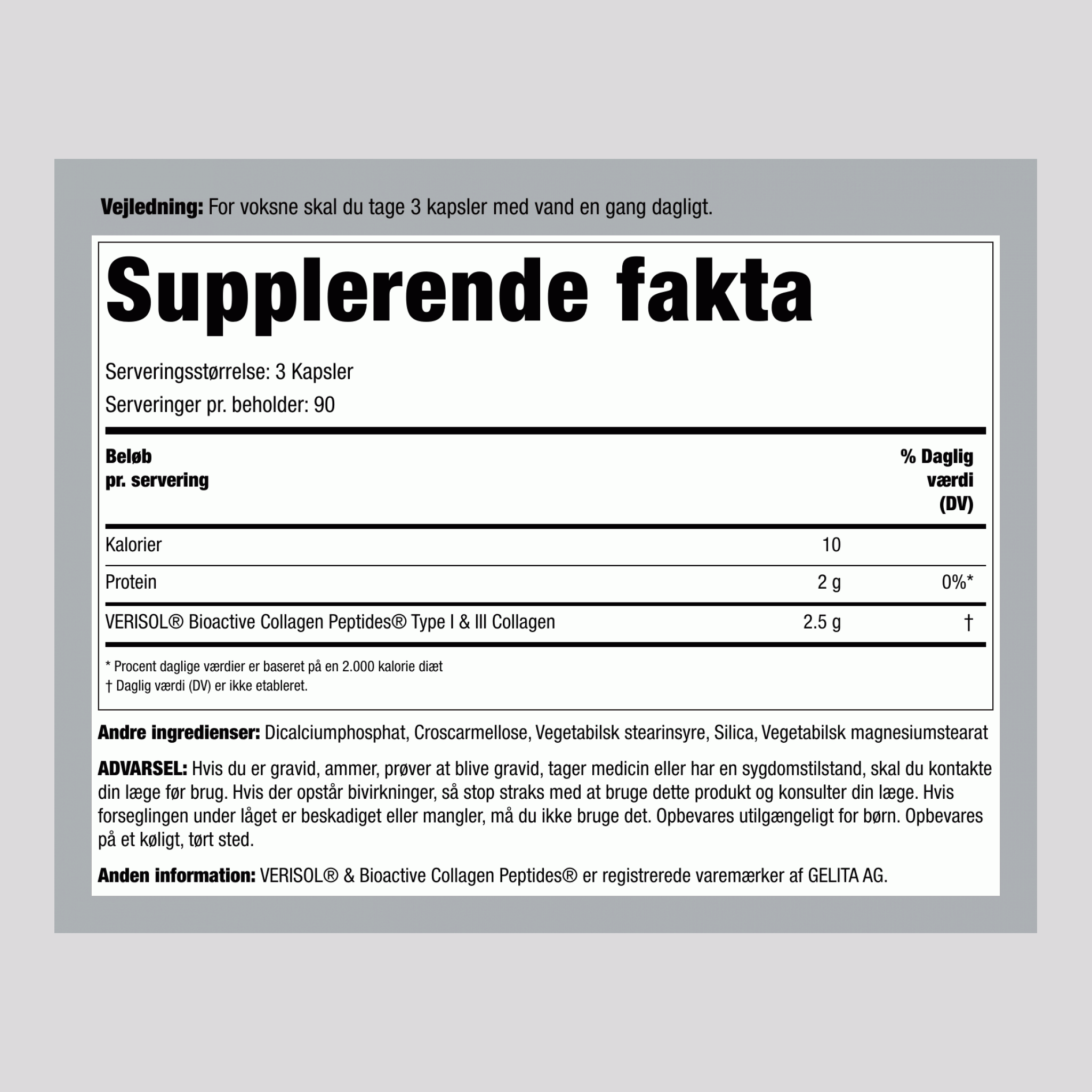 Hudgenopbygger med Verisol Bioaktive Kollagenpeptider, 270 Tabletter