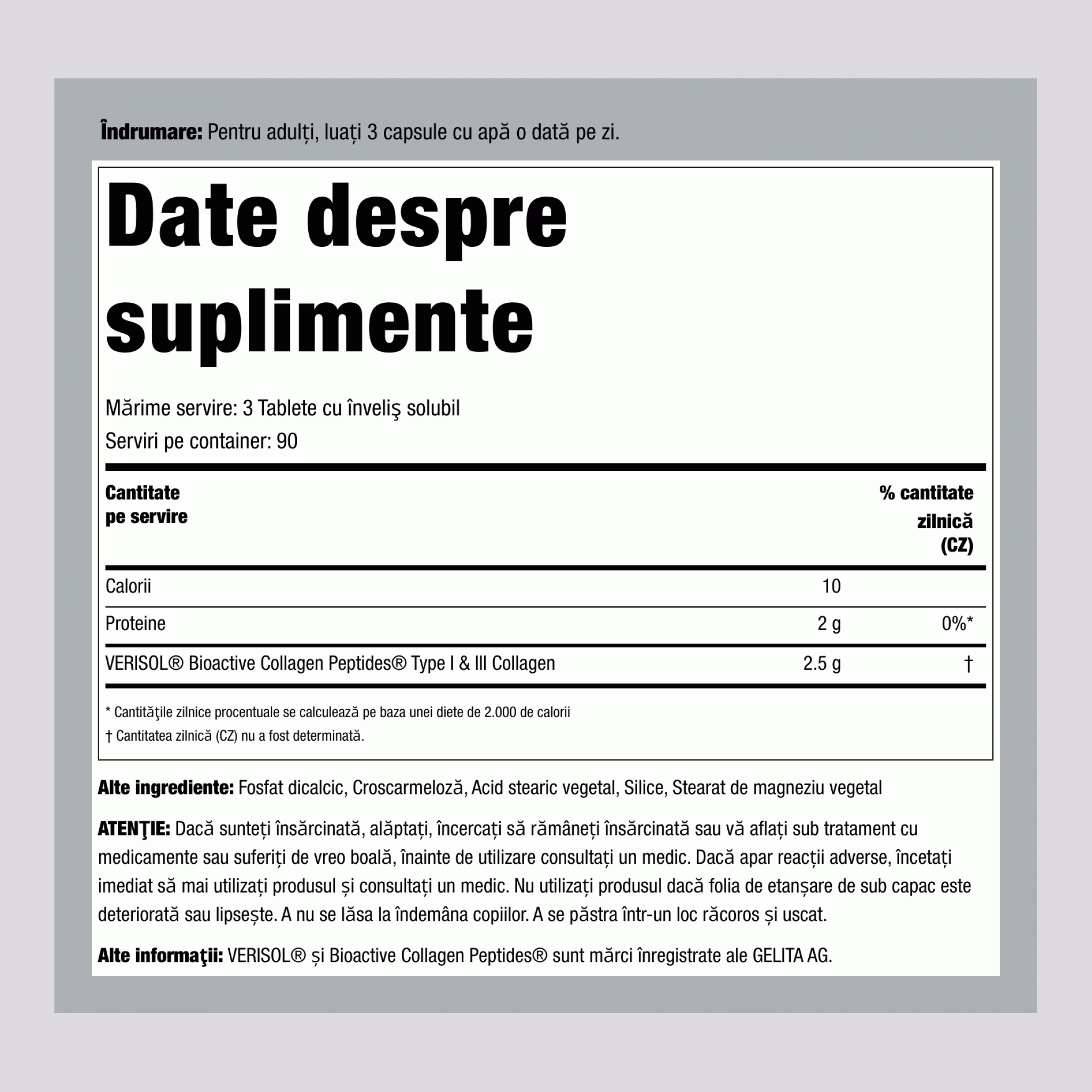 Rejuvenator pentru piele cu peptide bioactive de colagen Verisol, 270 comprimate, 2 flacoane