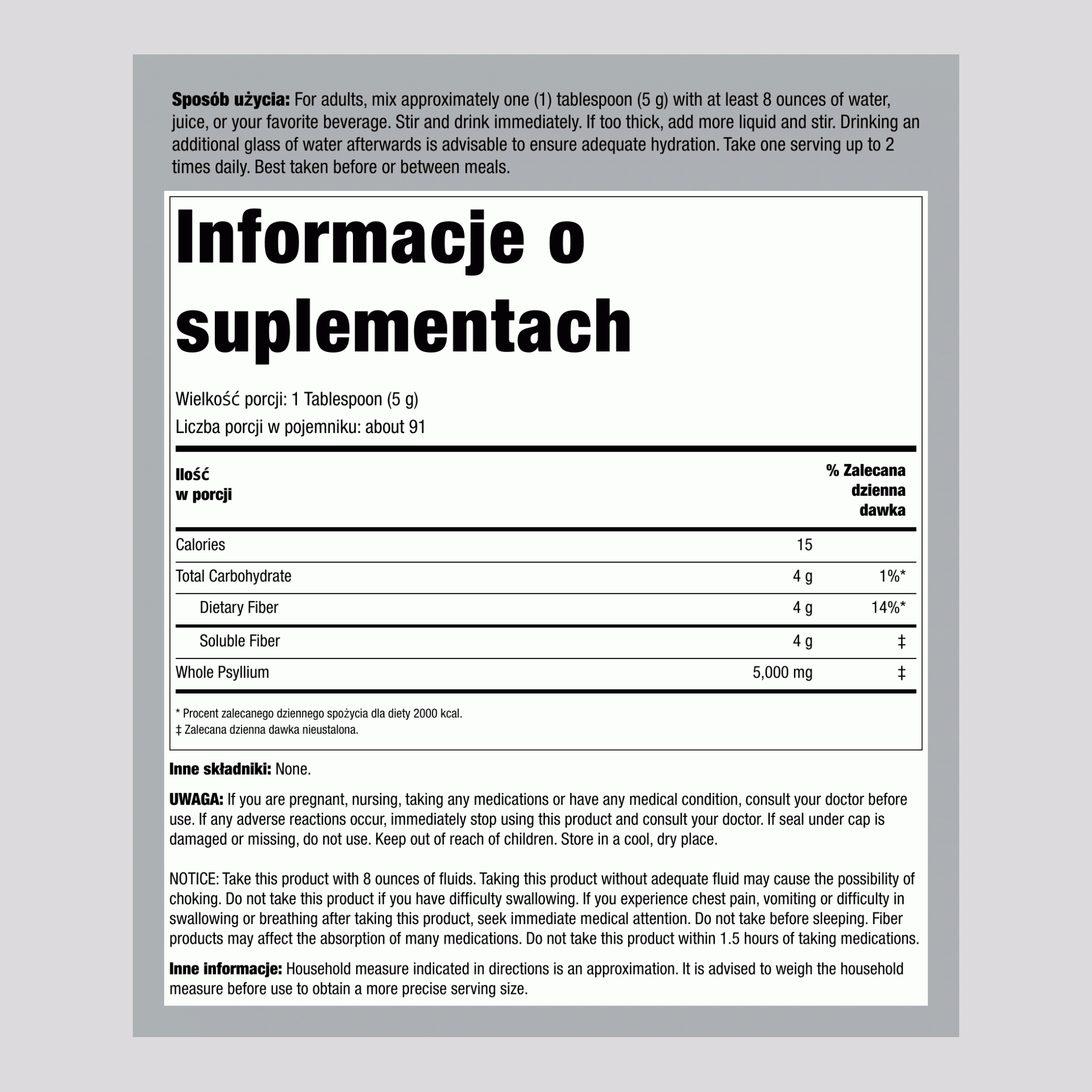 Babka płesznik  1 lb 454 g Butelka    