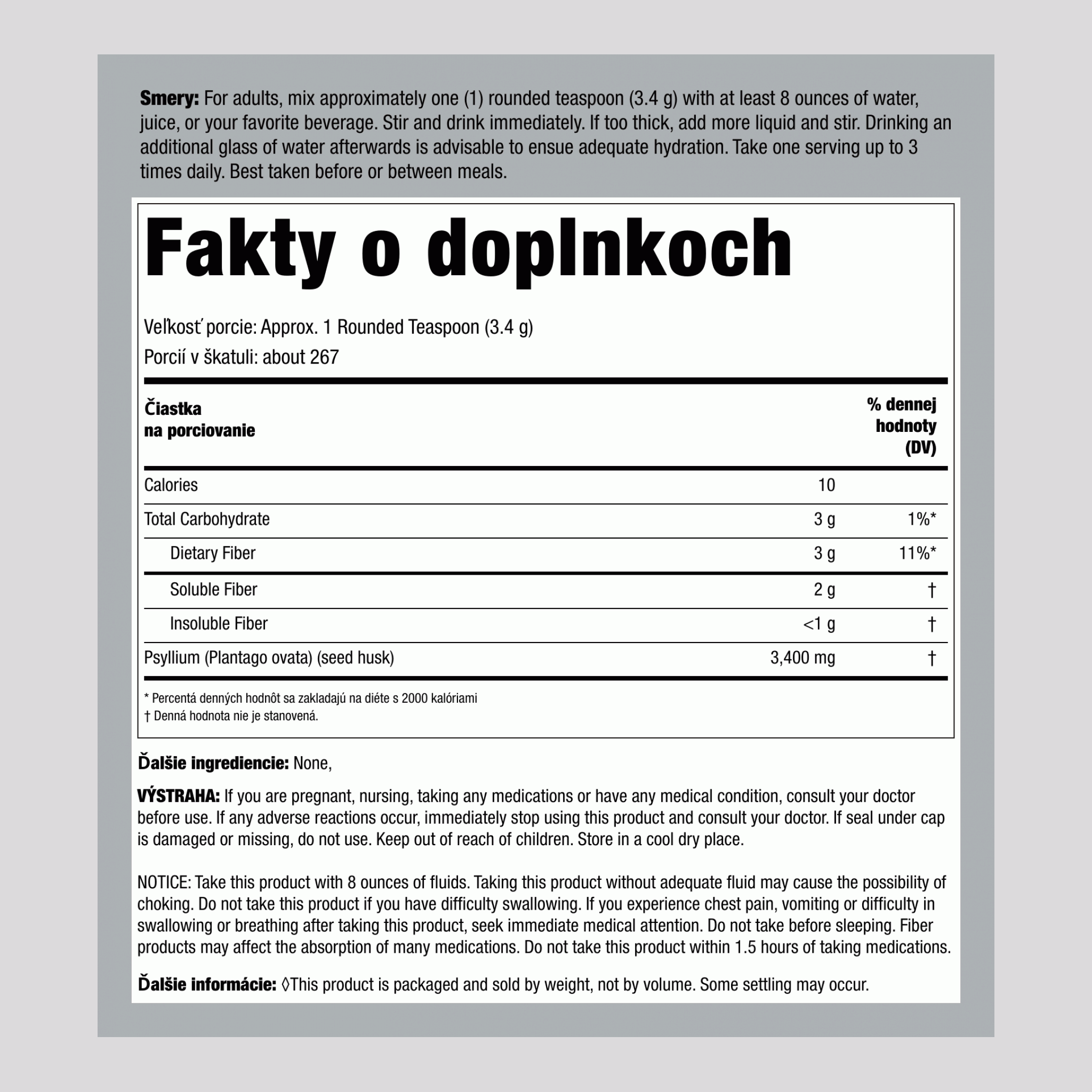 Psyllium Husks  2 lb 907 g Fľaša    