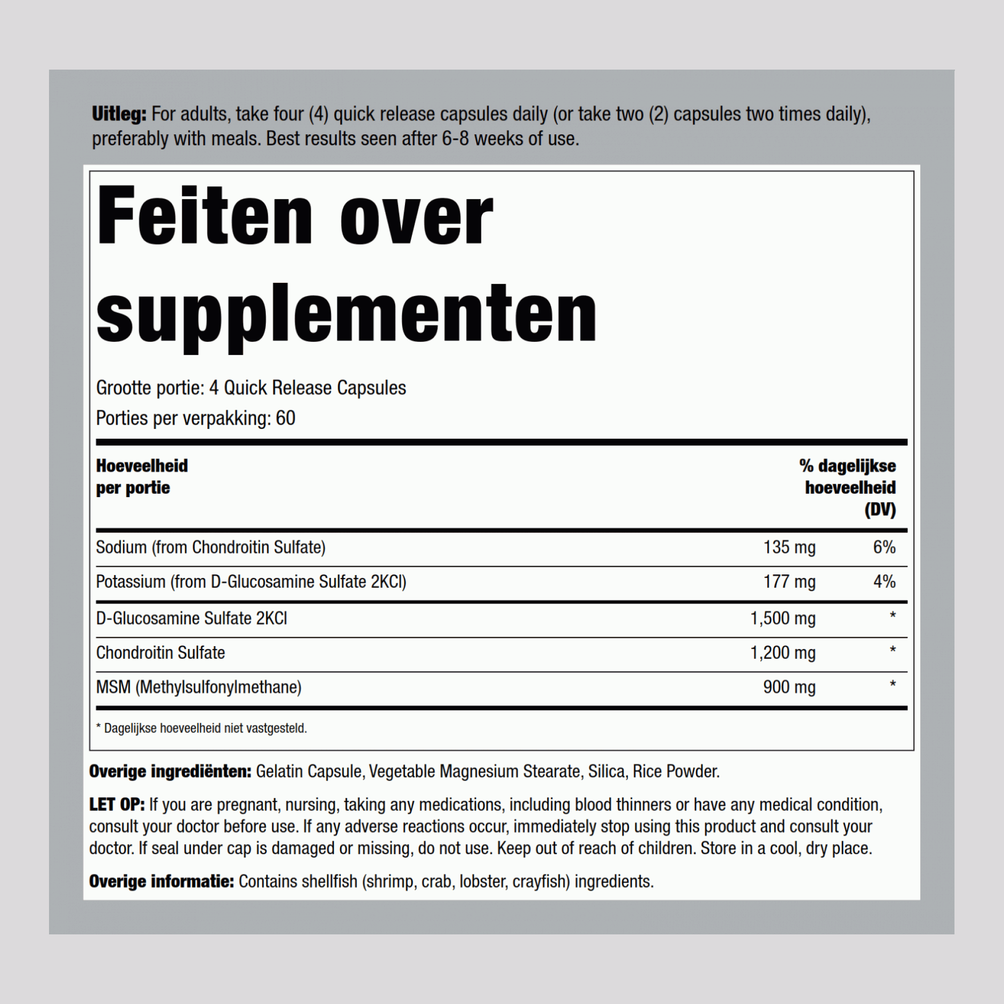 Glucosamine chondroïtine & MSM 240 Snel afgevende capsules       