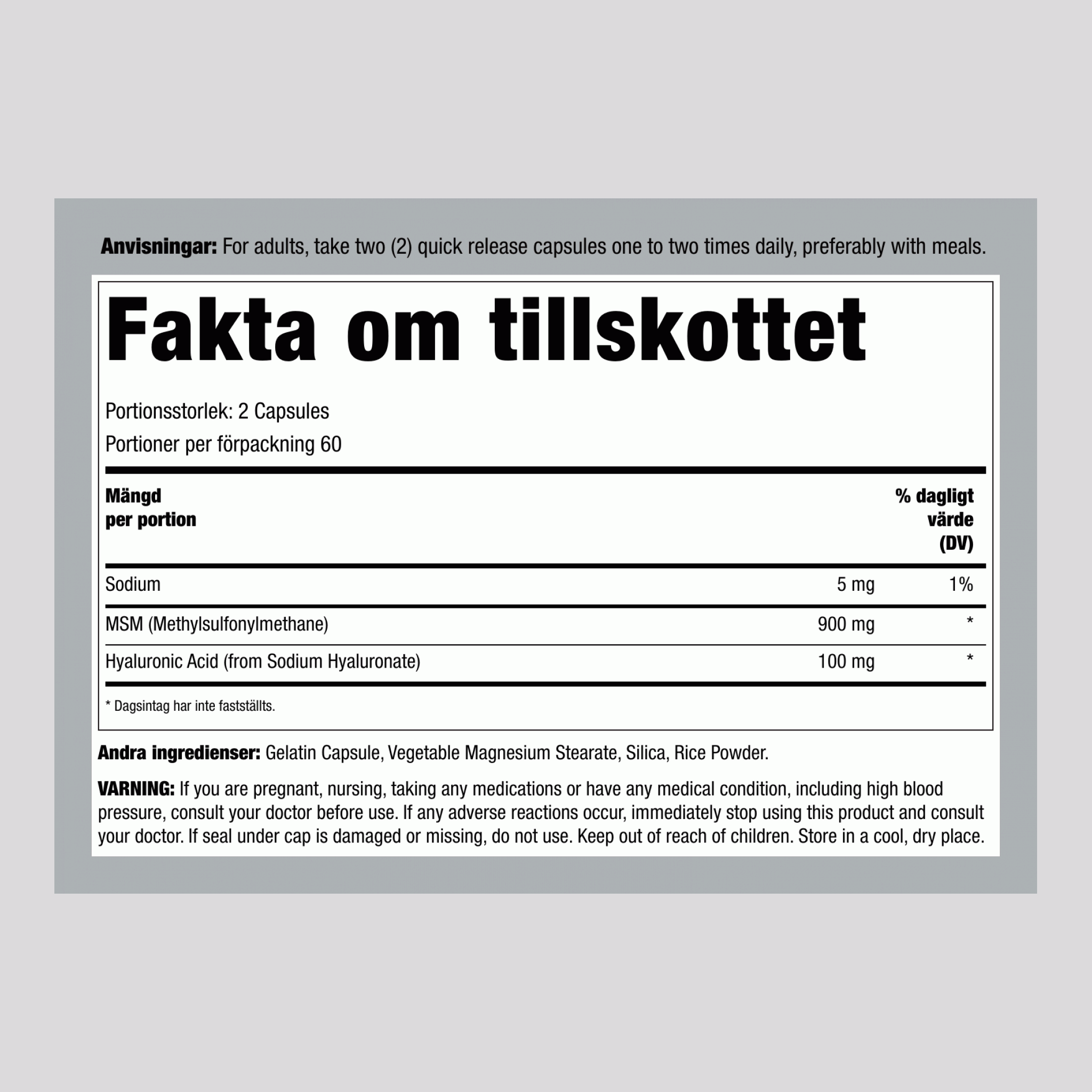 Hyaluronsyra med MSM 120 Snabbverkande kapslar       